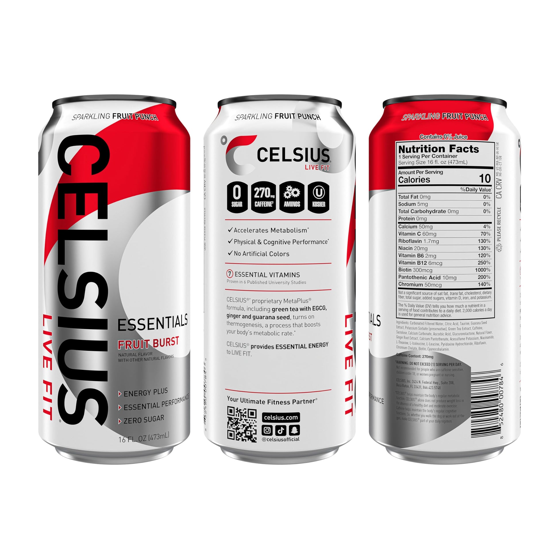 CELSIUS ESSENTIALS, Sparkling Fruit Burst, Performance Energy Drink 16 Fl Oz (Pack of 12) CELSIUS uk supplements