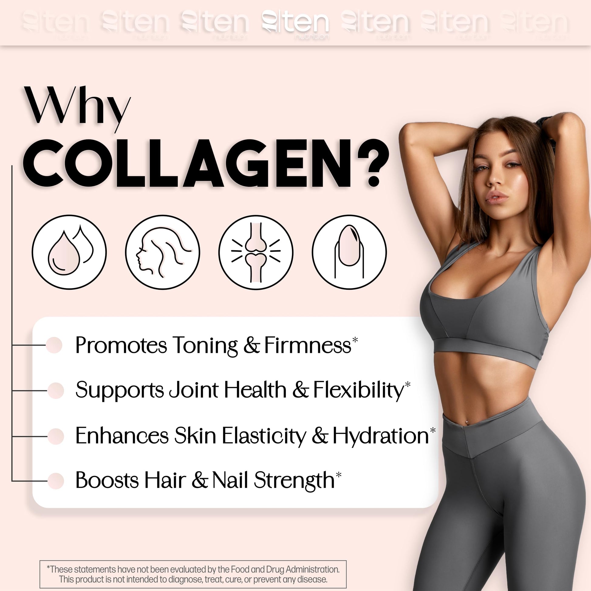 New - Creatine + Collagen for Women – Supports Lean Muscle Growth & Development, Booty Gain, Energy & Recovery – 5g Creatine Monohydrate Plus 5000mg Collagen Peptides Combo – Unflavored, 30 Servings 10Ten Nutrition uk supplements