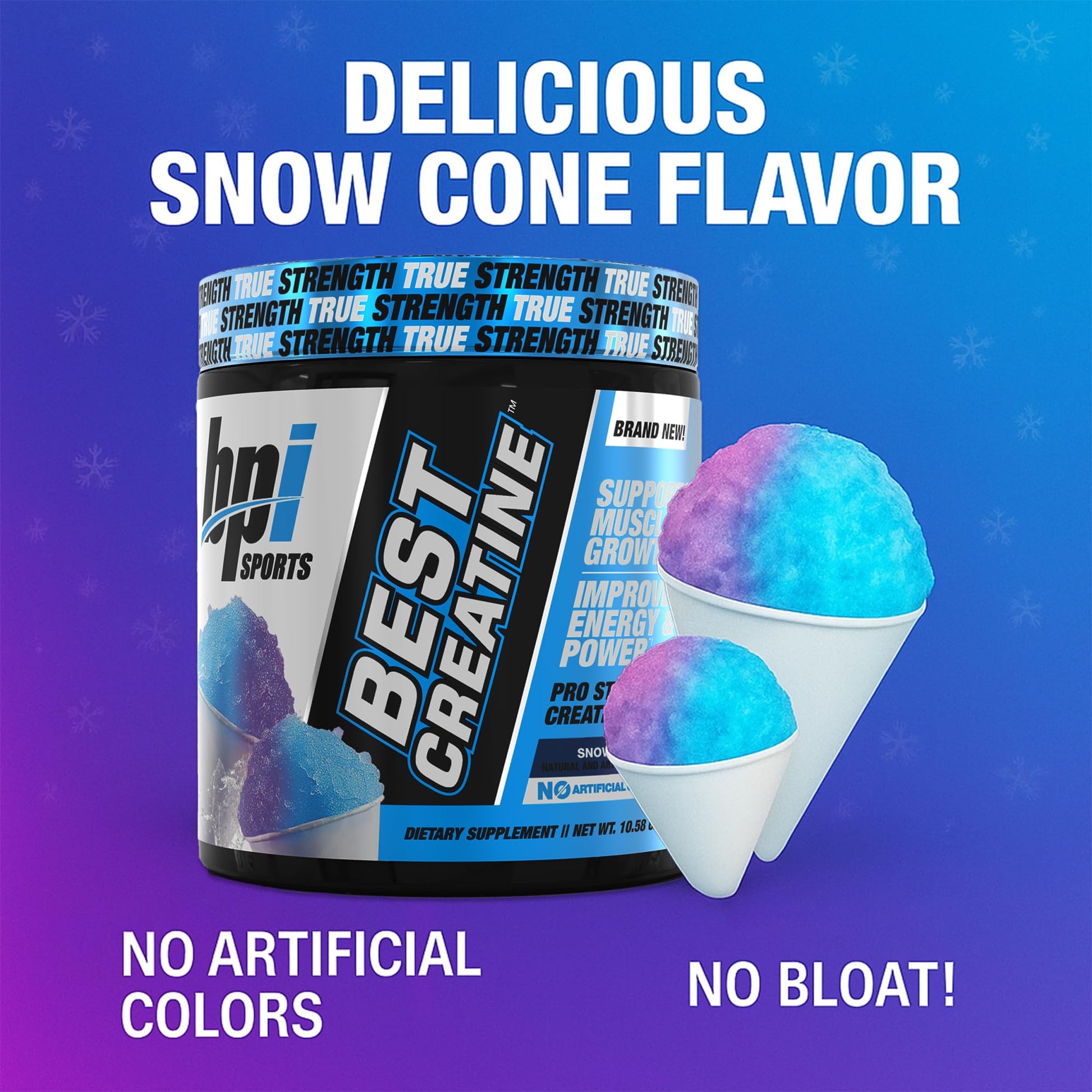BPI Sports Best Creatine - Creatine Monohydrate Powder for Men & Women, Himalayan Salt - Strength, Pump, Endurance, Muscle Growth, Muscle Definition - No Bloat - Snow Cone - 50 servings - 10.58 Oz BPI Sports uk supplements