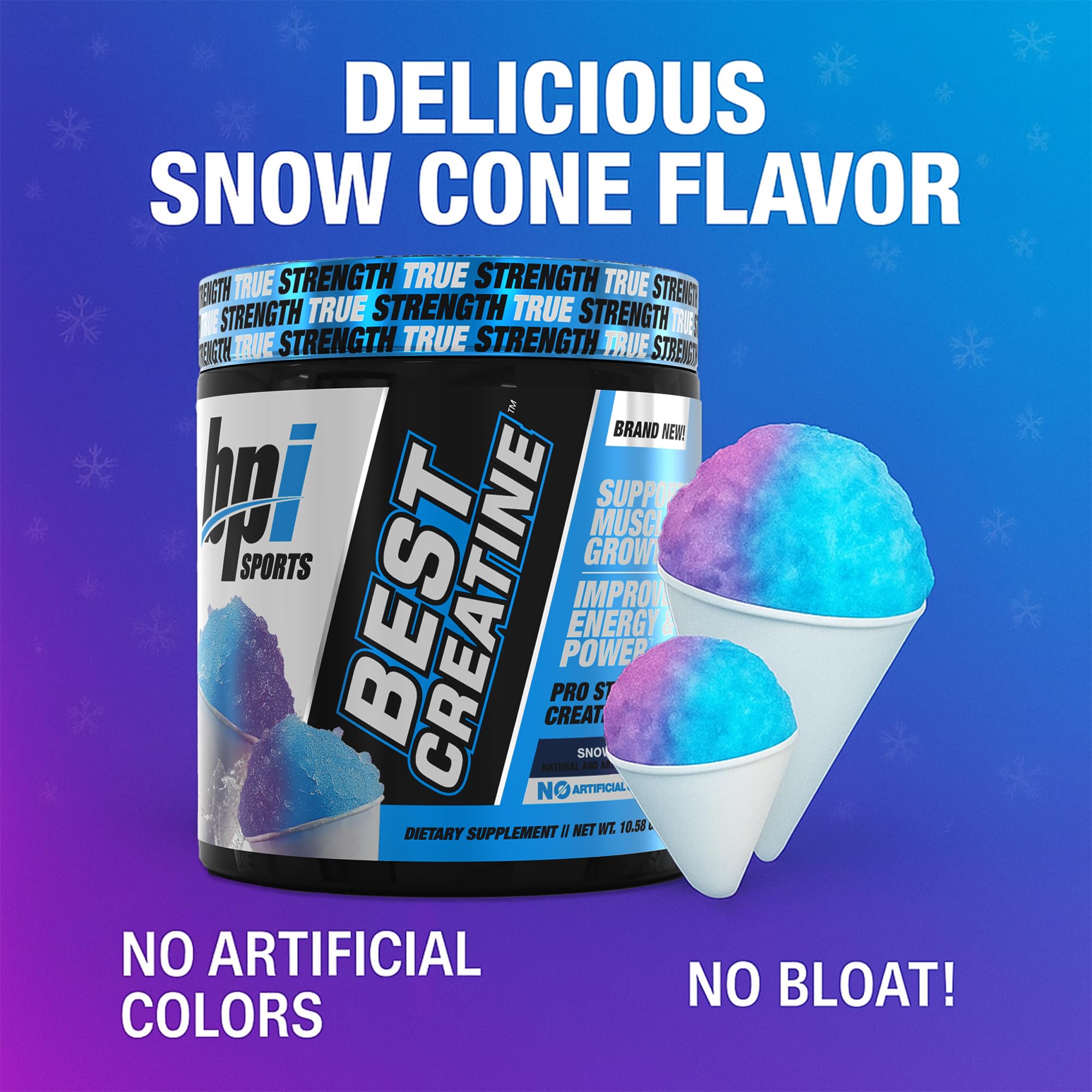 BPI Sports Best Creatine - Creatine Monohydrate Powder for Men & Women, Himalayan Salt - Strength, Pump, Endurance, Muscle Growth, Muscle Definition - No Bloat - Snow Cone - 50 servings - 10.58 Oz BPI Sports uk supplements