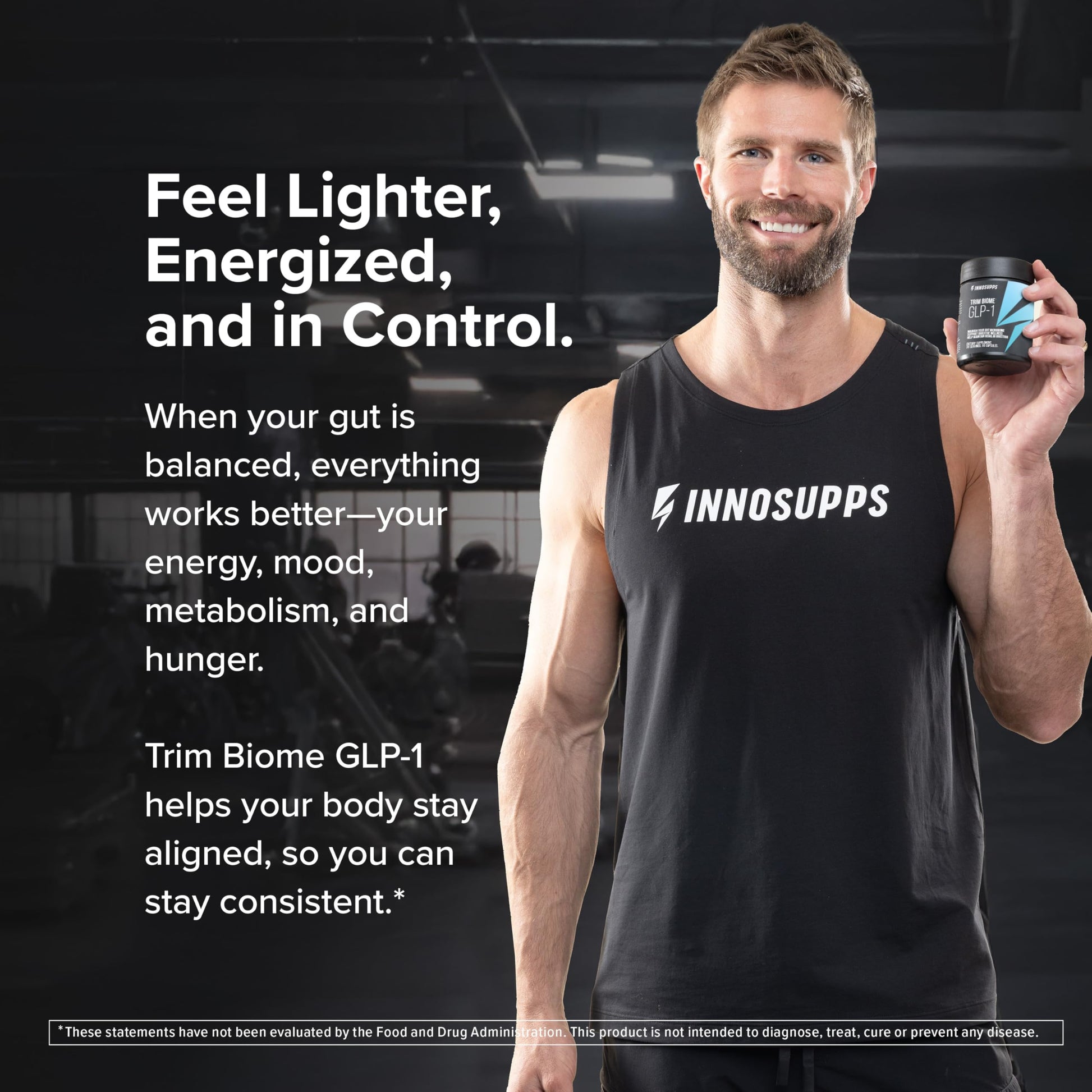 InnoSupps Trim Biome GLP-1 - Gut Health + Metabolic Support* - Prebiotic + Probiotic + Postbiotic - Akkermansia + Berberine - 60 Capsules. 30 Servings InnoSupps uk supplements