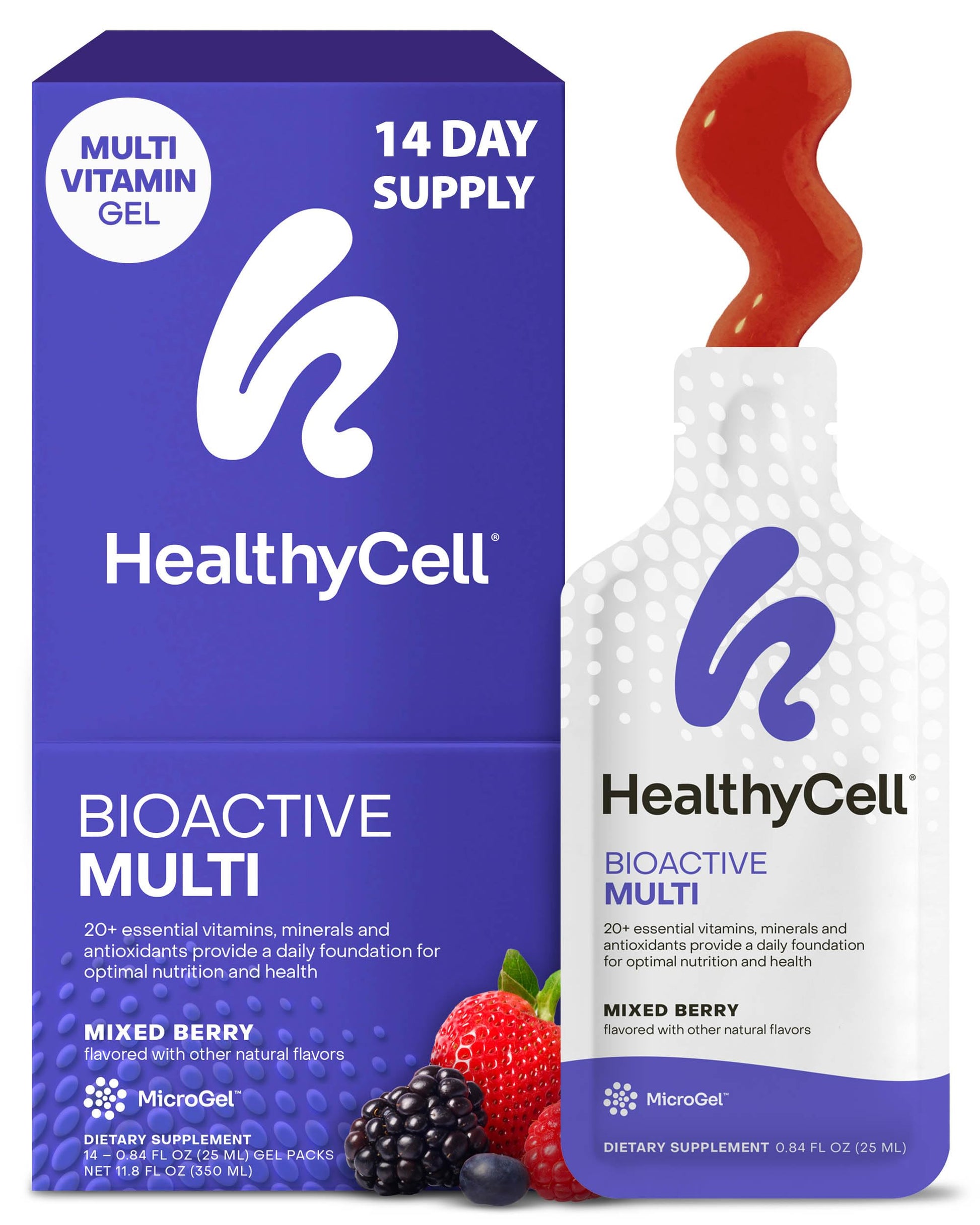 Healthycell Bioactive Daily Liquid Multivitamin for Men & Women – 20+ Essential Vitamins, Minerals & Antioxidants for Brain, Heart, Immune Support, Skin & Hair Support - 14 Gel Packs Healthycell uk supplements