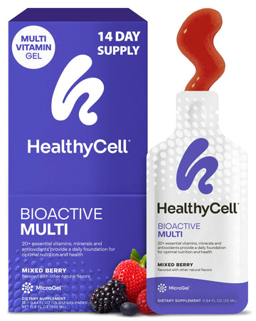 Healthycell Bioactive Daily Liquid Multivitamin for Men & Women – 20+ Essential Vitamins, Minerals & Antioxidants for Brain, Heart, Immune Support, Skin & Hair Support - 14 Gel Packs Healthycell uk supplements
