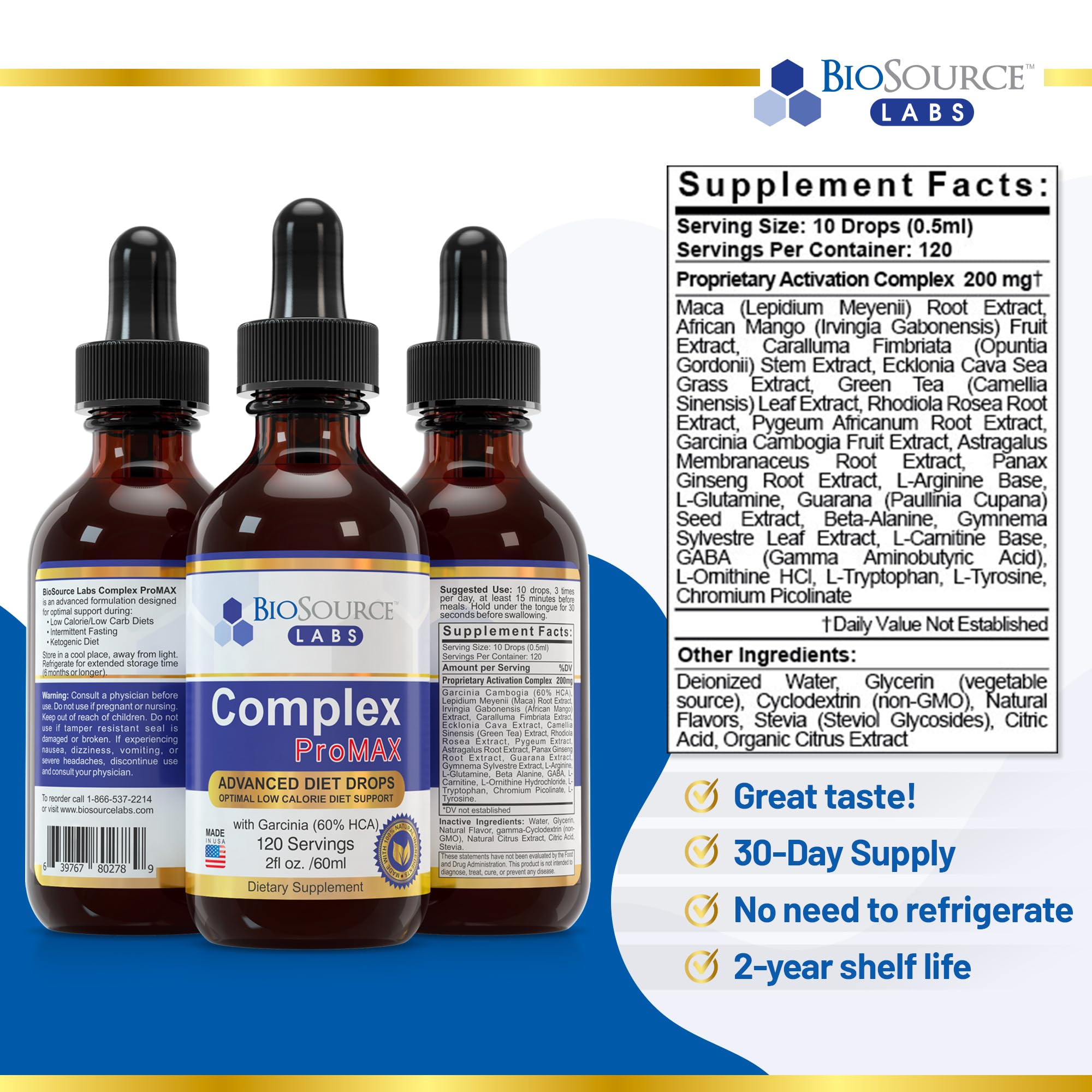 BioSource Labs Complex ProMAX Premium Diet Drops (1 x 2 oz Bottle) BioSource Labs uk supplements