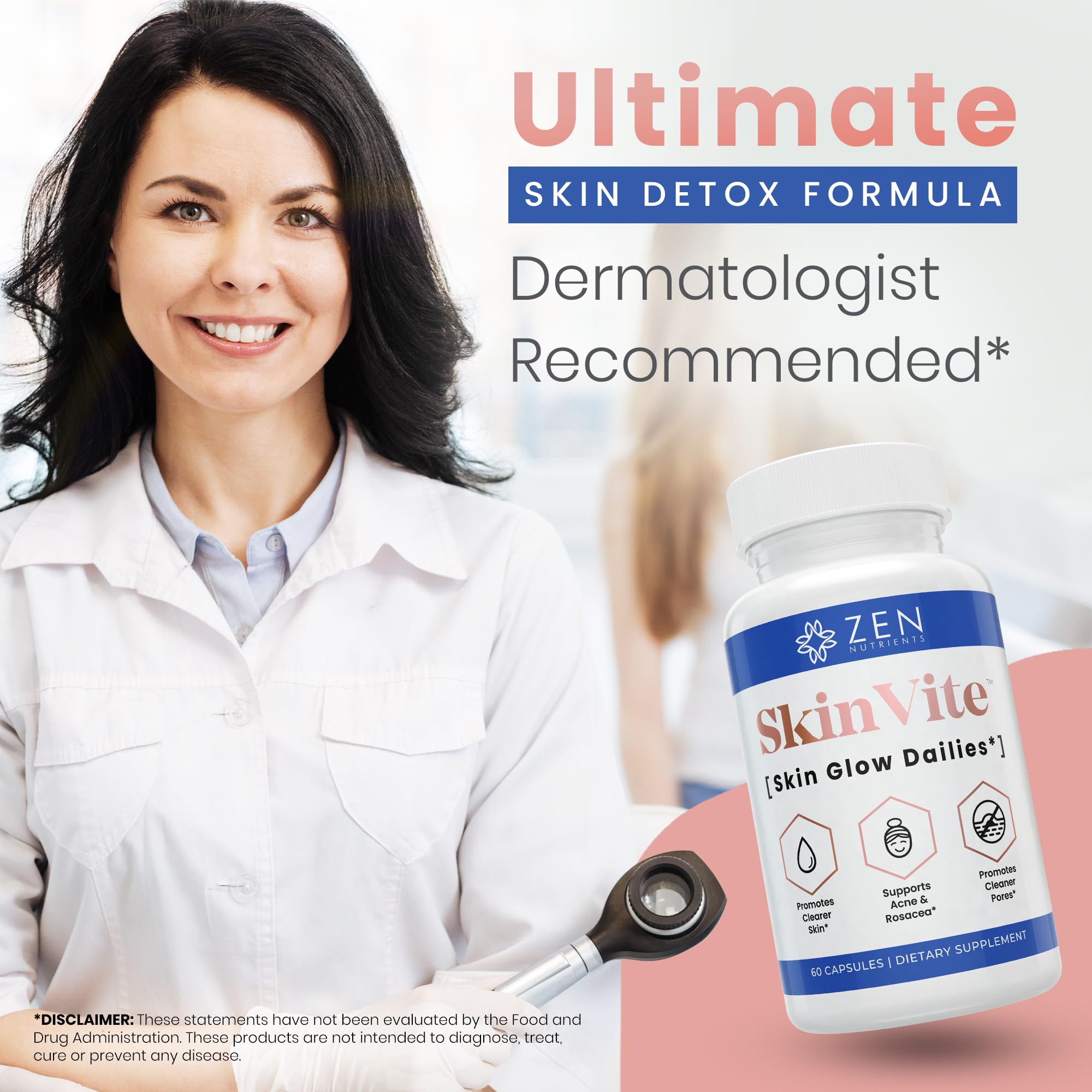 Zen Nutrients SkinVite Natural Skin Supplement for Women, Men & Teens - Hormonal Breakouts & Clear Skin Support Supplement - Detoxifying Vitamin for Acne and Digestion Support Zen Nutrients uk supplements