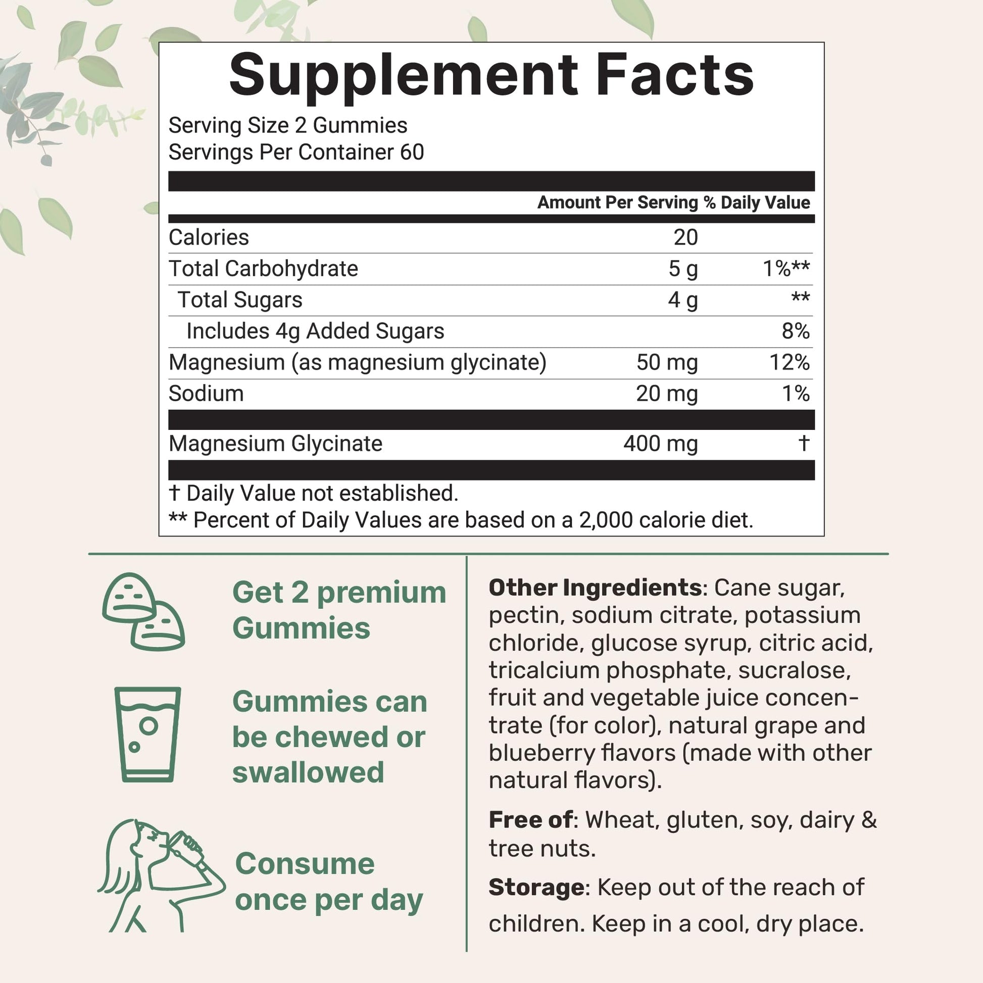 Magnesium Glycinate Gummies 400mg Per Serving, 120 Count | Natural Grape Blueberry Flavor | Potent Elemental Form + Chelated for High Absorption | Healthy Muscle, Bones, & Mood Support Supplement Micro Ingredients uk supplements