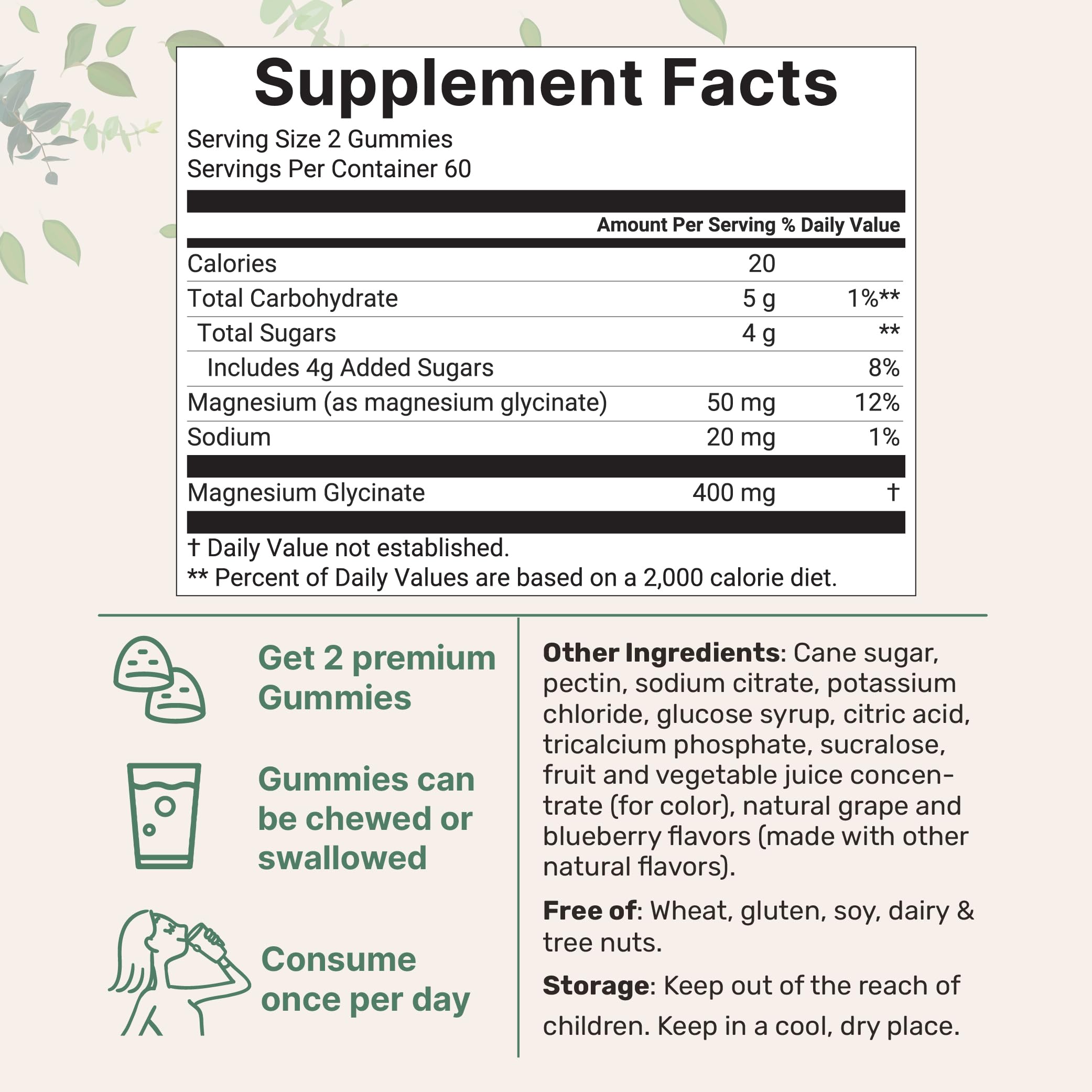 Magnesium Glycinate Gummies 400mg Per Serving, 120 Count | Natural Grape Blueberry Flavor | Potent Elemental Form + Chelated for High Absorption | Healthy Muscle, Bones, & Mood Support Supplement Micro Ingredients uk supplements