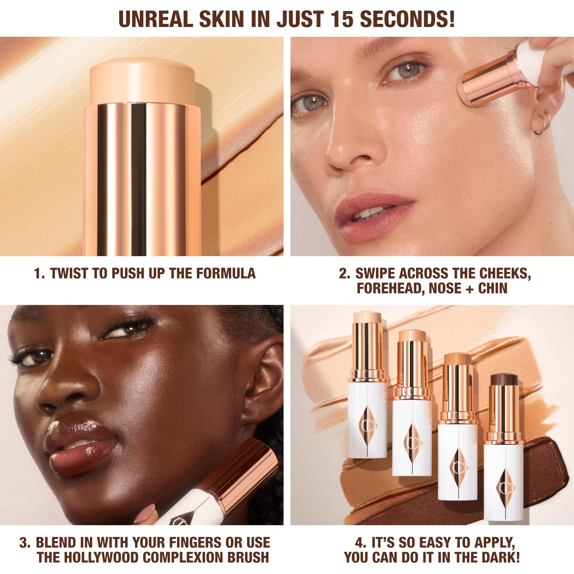 Charlotte Tilbury Unreal Skin Tint & Sheer Glow Hydrating Foundation Stick - Cream Foundation Makeup with Sheer-to-Light Coverage & a Buildable Formula - Blurring, Smoothing & Nourishing - 3 Fair Charlotte Tilbury uk supplements