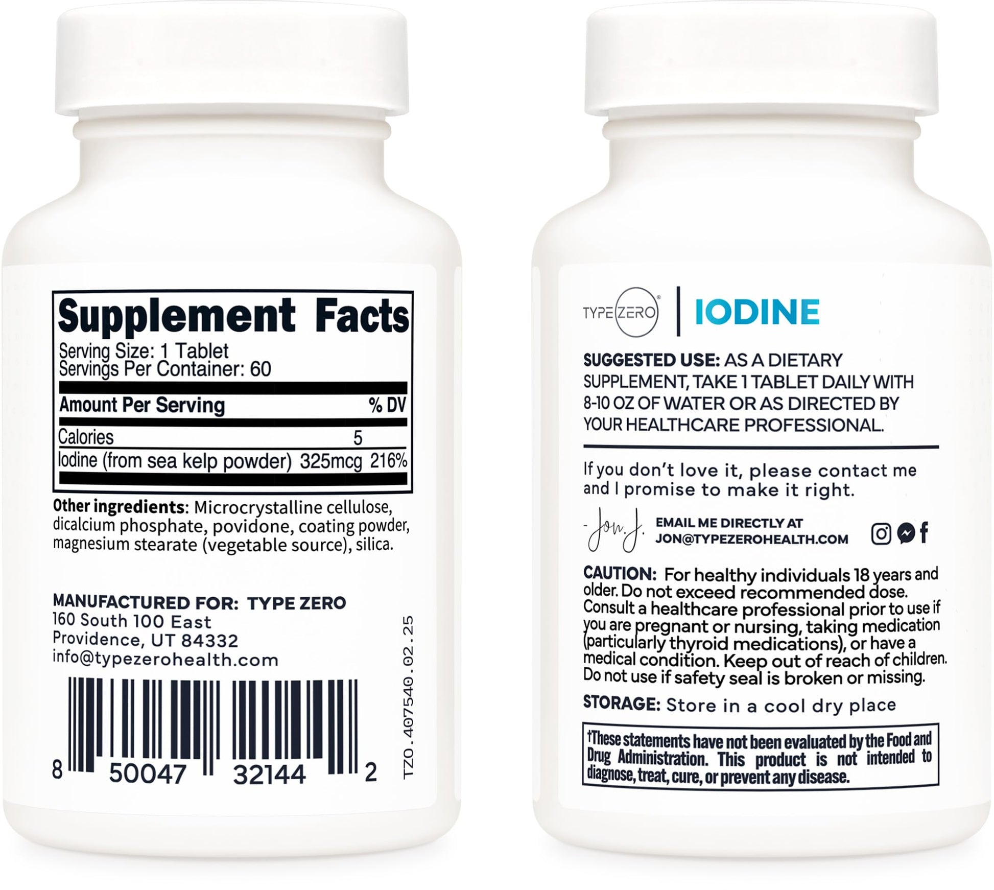 Type Zero Clean Iodine Tablets (60 Servings, 325 MCG Per Serving) - from Sea Kelp, Non-GMO, Gluten Free Type Zero uk supplements