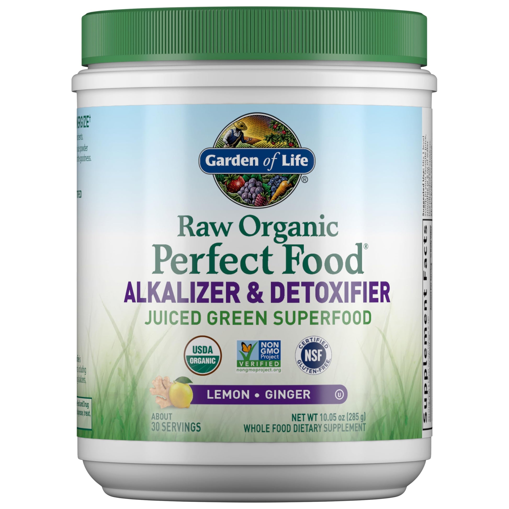 Garden of Life Raw Organic Perfect Food Alkalizer and Detoxifier, Lemon Ginger Flavored Superfood Powder Supplement, 30 Servings Garden of Life uk supplements