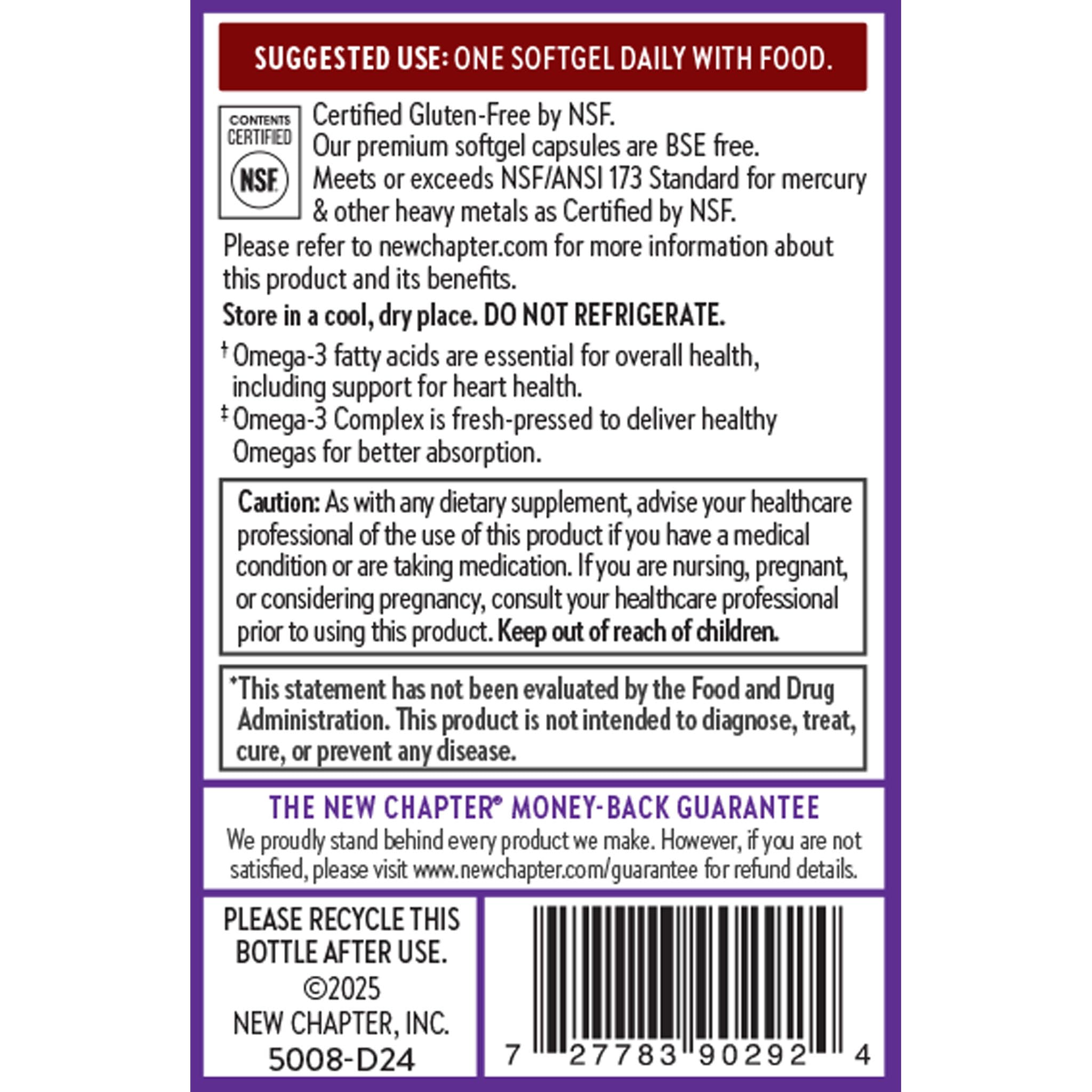 New Chapter Omega-3 Complex, 1000mg Softgels, Fish Oil Supplement Wild Alaskan Salmon for Heart, Brain, Eye, Joint & Skin Health Support - 30 Count New Chapter uk supplements