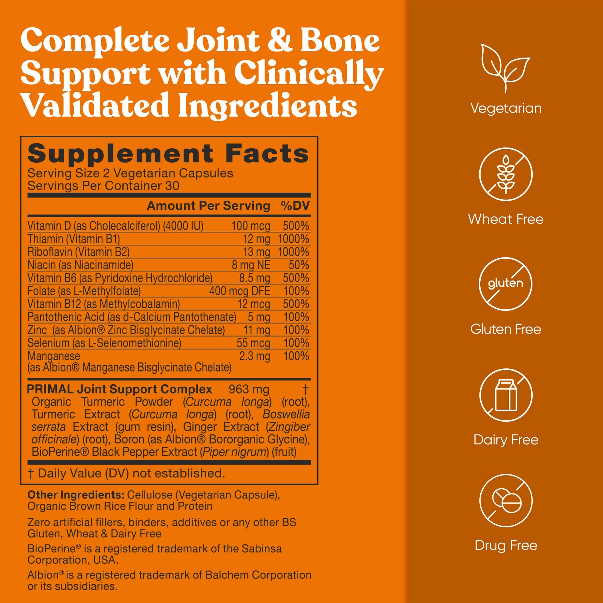 Primal Joint & Mobility Support - Advanced Joint Support Supplement for Women and Men - Turmeric, Boswellia, Ginger and Boron for Whole-Body Flexibility, Joint Health & Comfort - 60 Veg Soft Capsules Eu Natural uk supplements