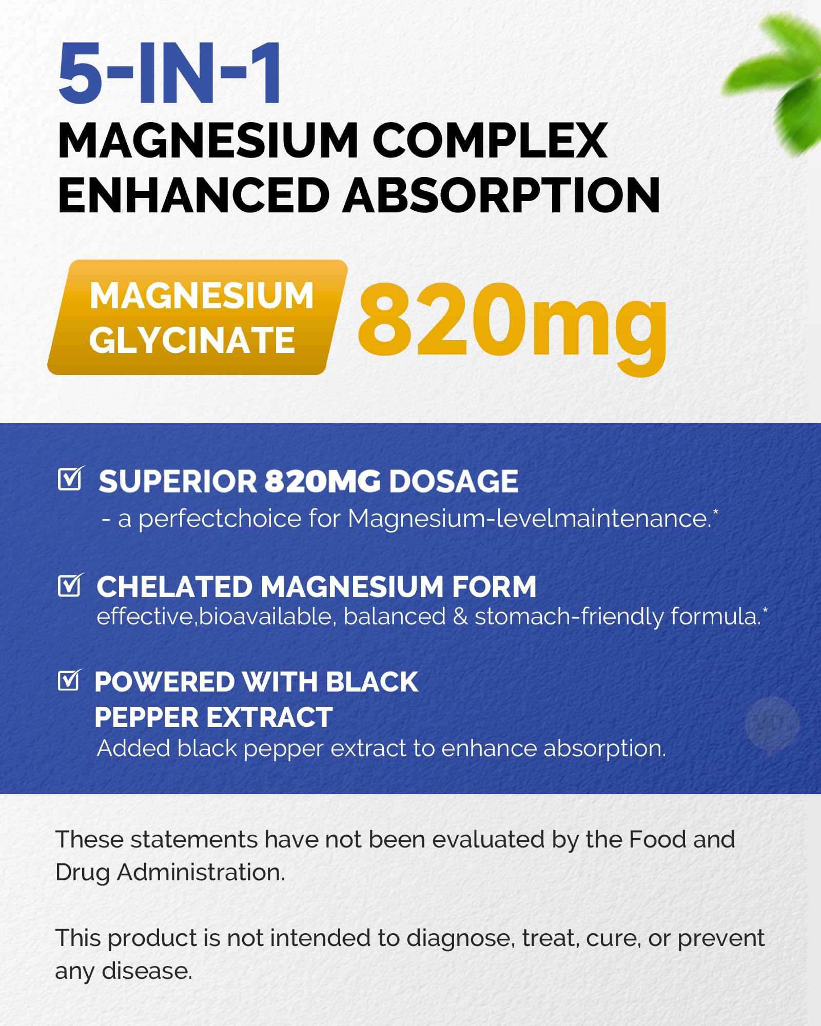 820mg Magnesium Complex 240 Veggie Capsules,for Women & Men with Magnesium Glycinate,Citrate, Malate,Taurate & L-Threonate for Sleep, Mood, Muscle Relaxation & Nerve Function Vegan Friendly, Non-GMO FreeCare uk supplements