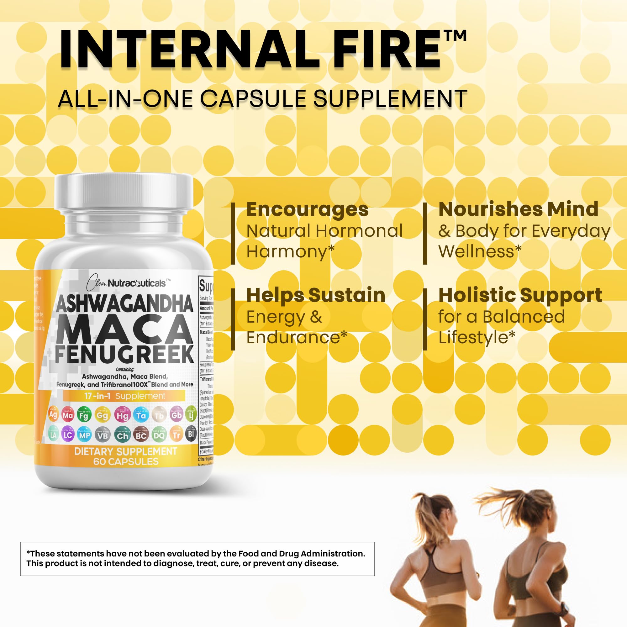 Clean Nutraceuticals Ashwagandha Maca Root Fenugreek Supplement with Tongkat Ali Ginseng - Assists with Stress, Mood & Thyroid - Ashwagandha Capsules Fenugreek Caps - 1 Pack Clean Nutraceuticals uk supplements