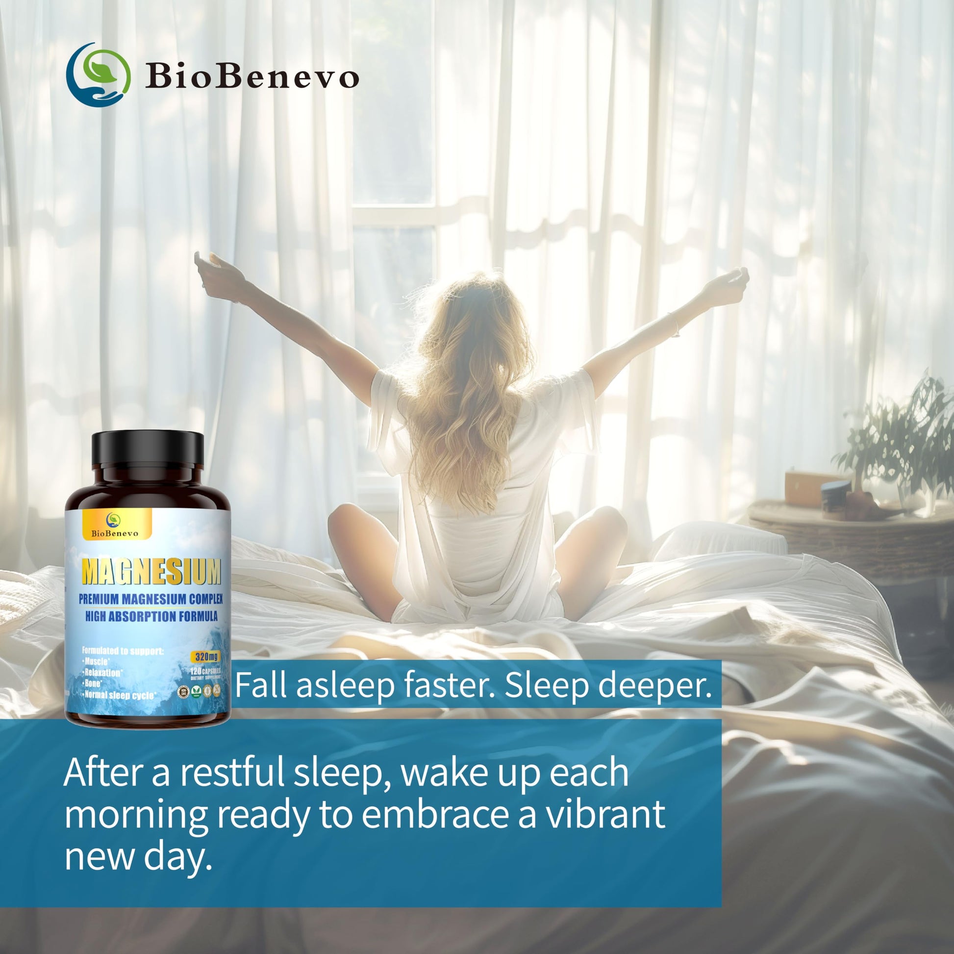 5-in-1 Magnesium Complex | 320mg of Magnesium Glycinate, Malate, Citrate… | Support for Sleep, Muscle Relaxation, and Energy Metabolism | High Absorption | Vegan, Non-GMO | 120 Capsules BioBenevo uk supplements