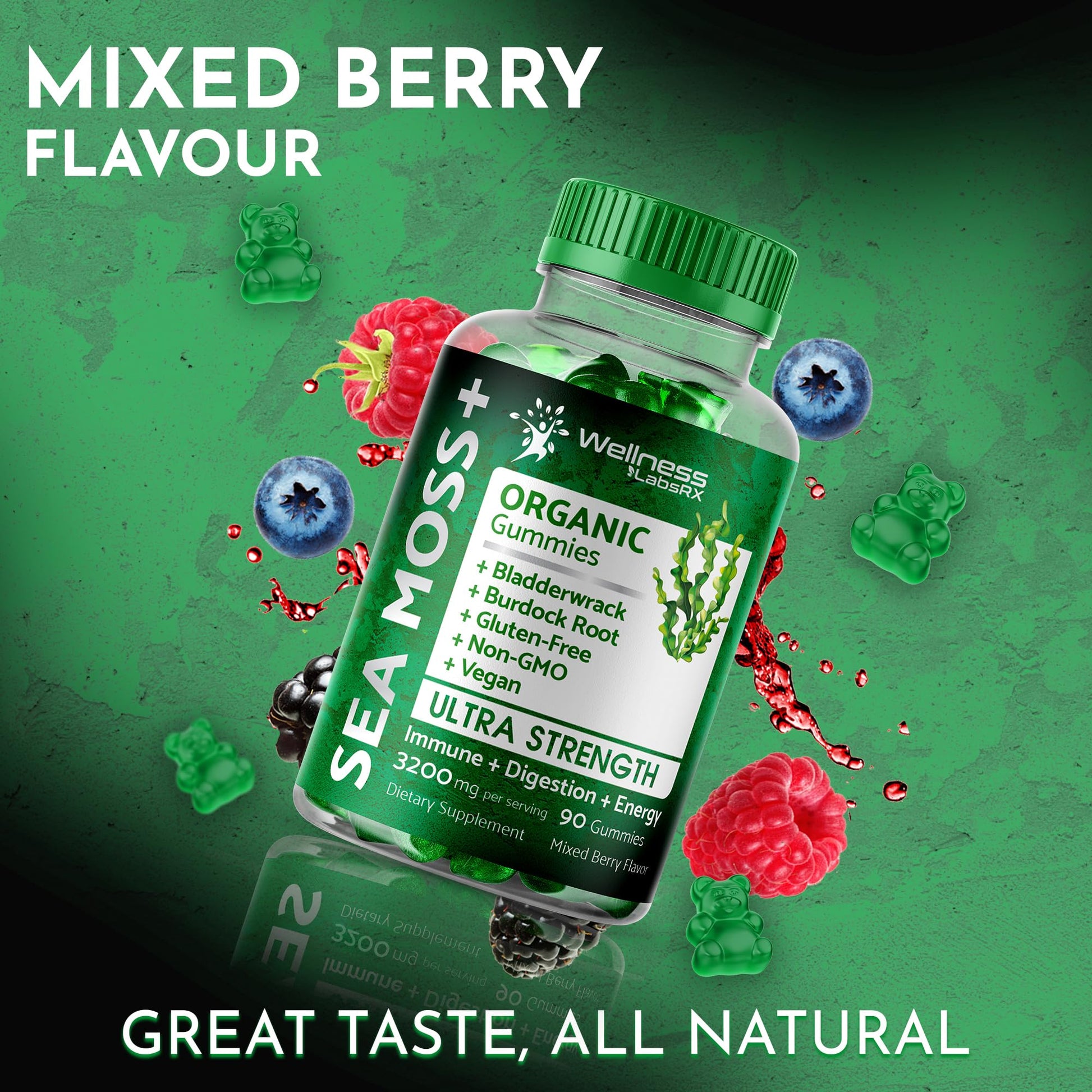 WELLNESS LABSRX Sea Moss Gummies, 3200mg Organic Seamoss, Irish Sea Moss WELLNESS LABSRX uk supplements