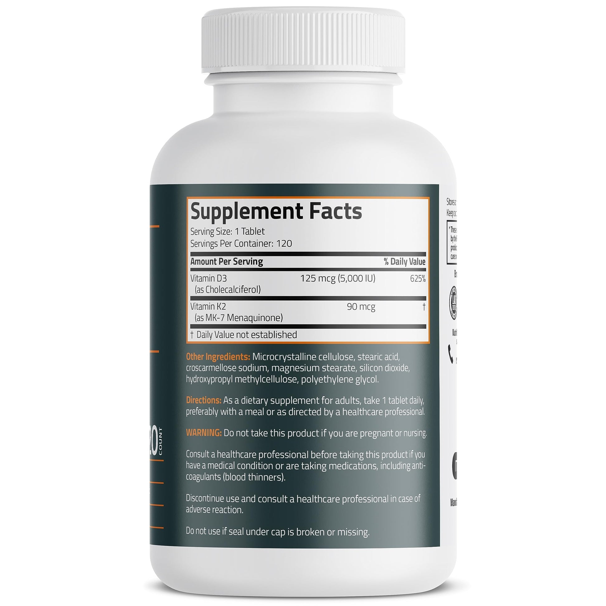 Bronson Basics Vitamin K2 D3 (MK7) Supplement Non-GMO Formula 5000IU (125 mcg) Bronson uk supplements