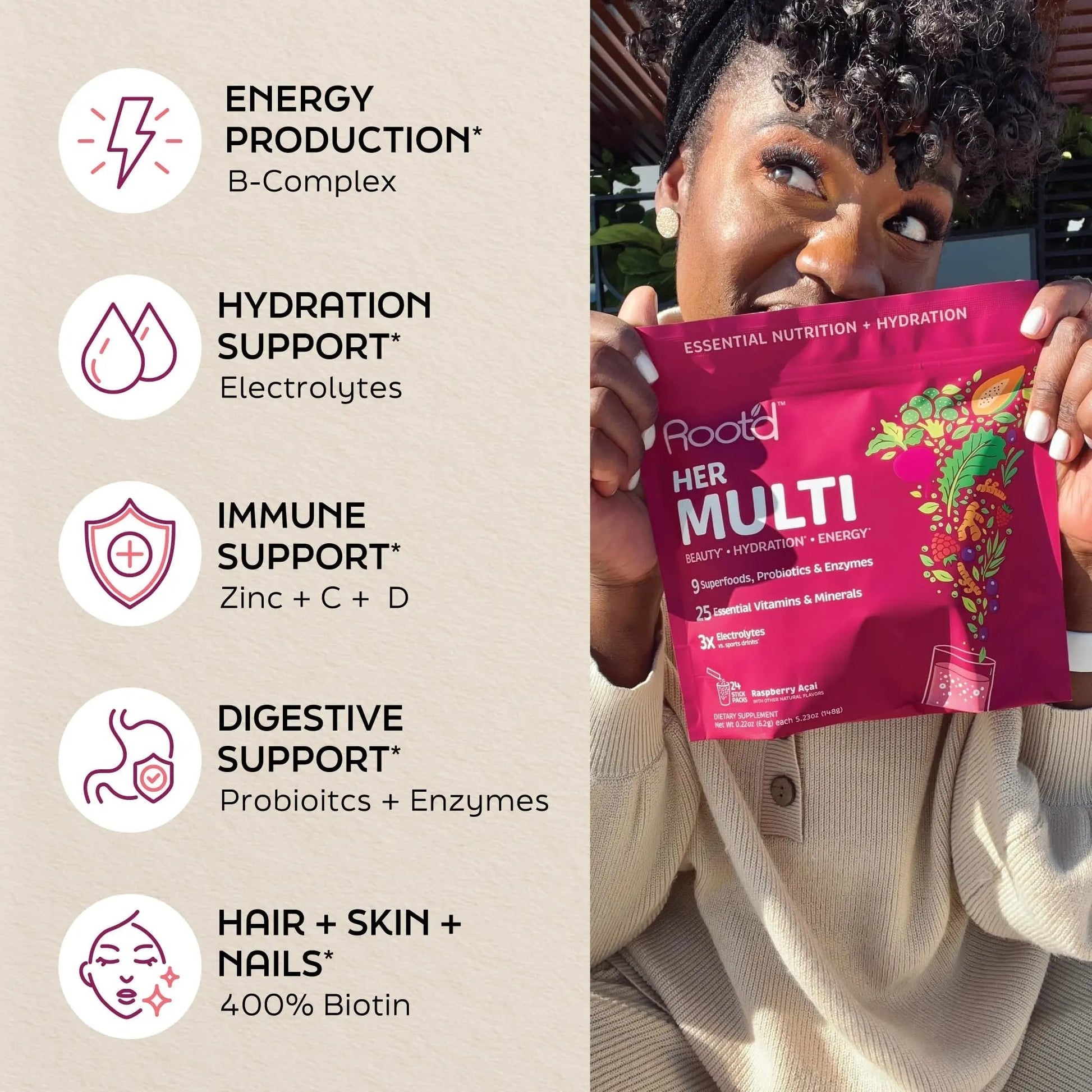 Root'd Multivitamin Powder for Women - 25 Vitamins & Minerals with 3X Electrolytes, 9 Organic Superfoods, Probiotics & Enzymes Root'd uk supplements