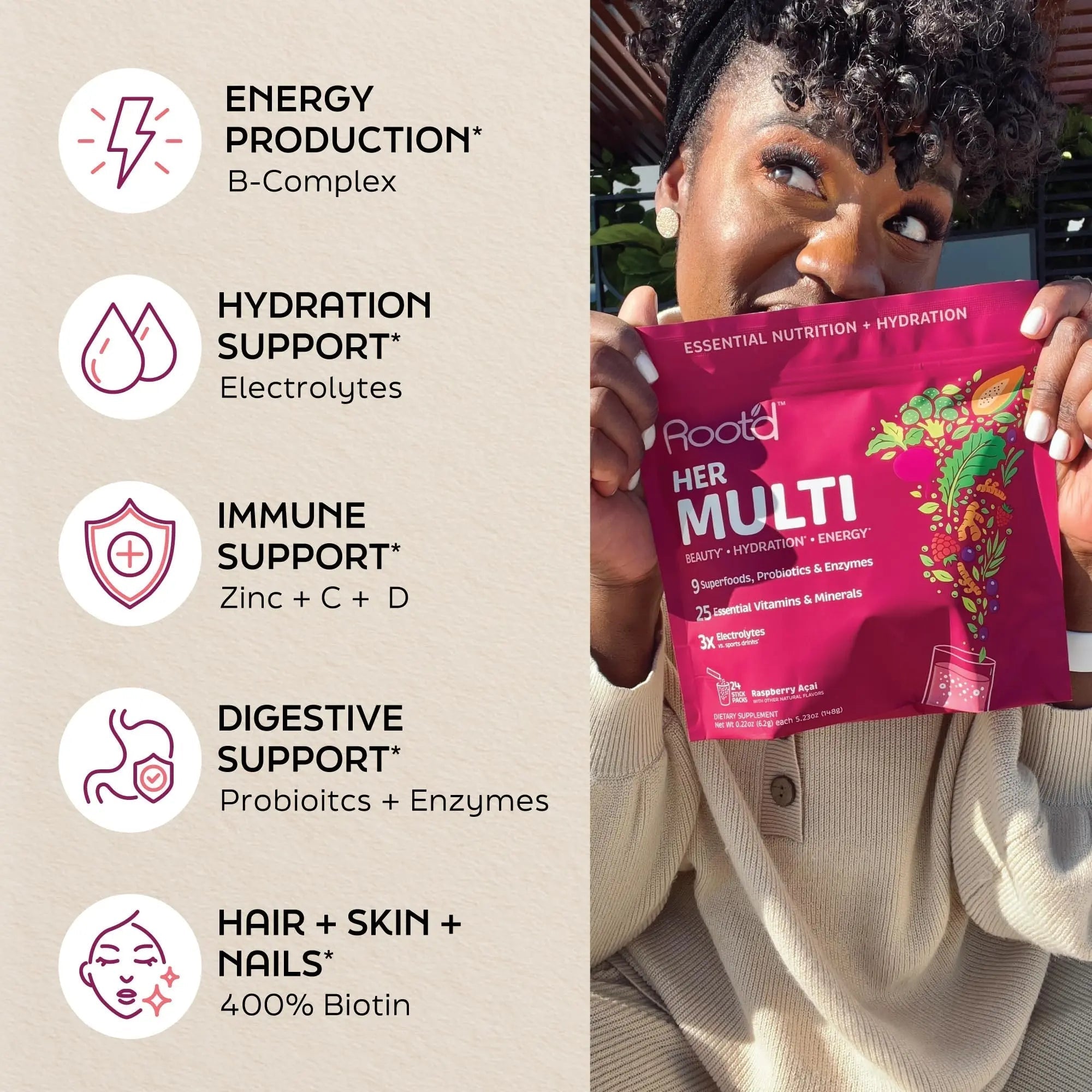 Root'd Multivitamin Powder for Women - 25 Vitamins & Minerals with 3X Electrolytes, 9 Organic Superfoods, Probiotics & Enzymes Root'd uk supplements