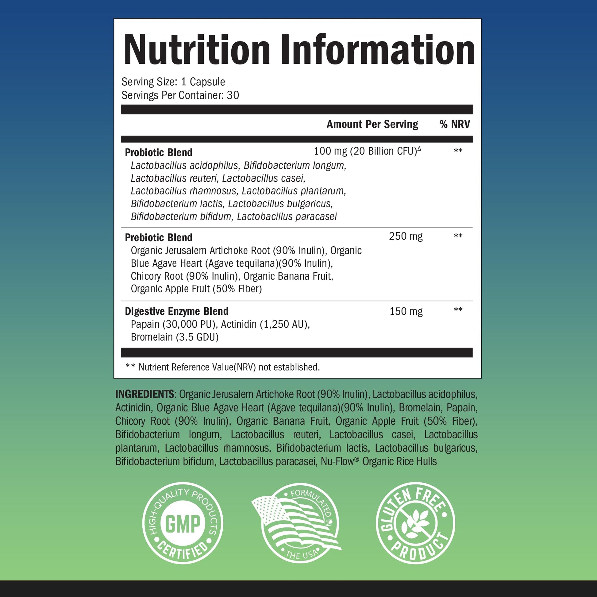 Probiotic & Prebiotic Digestive Health Capsules - 30ct, Gluten & Dairy Free, Non-GMO BioSchwartz uk supplements