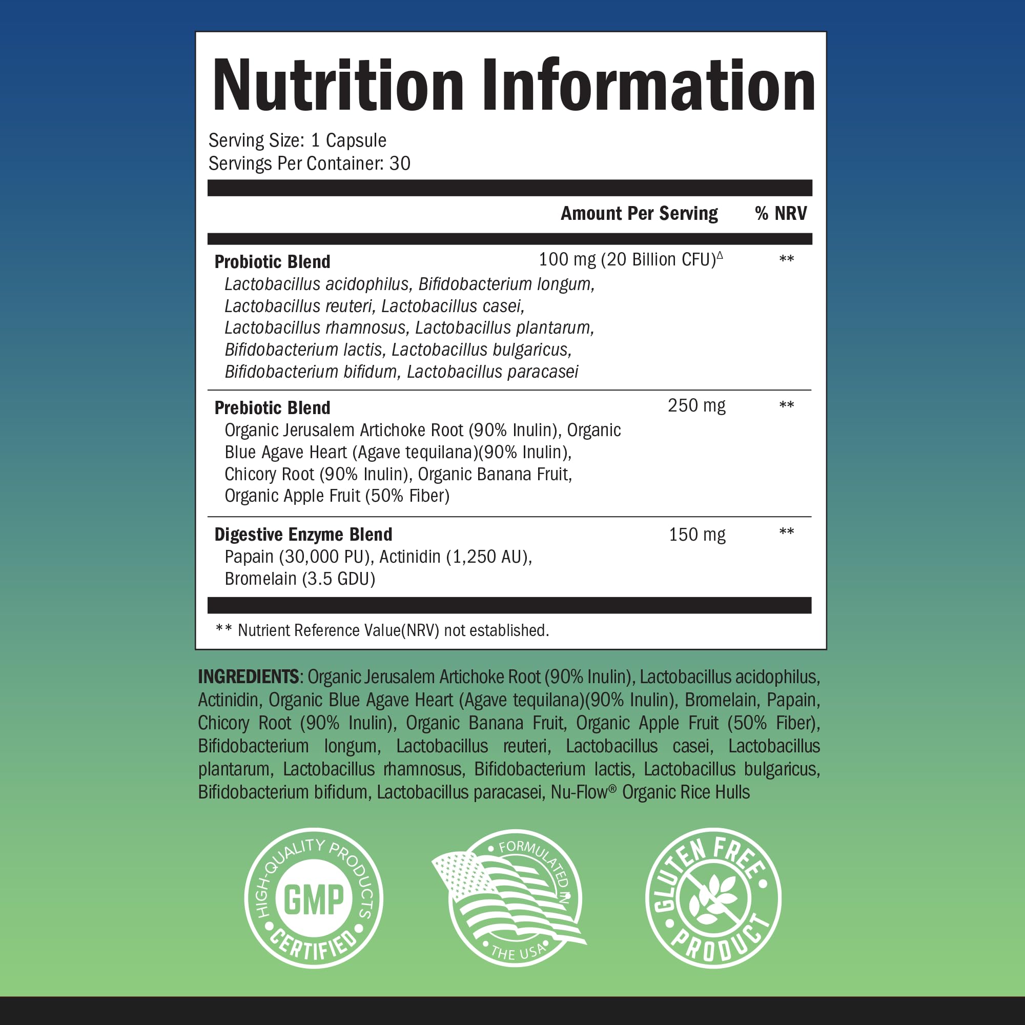 Probiotic & Prebiotic Digestive Health Capsules - 30ct, Gluten & Dairy Free, Non-GMO BioSchwartz uk supplements