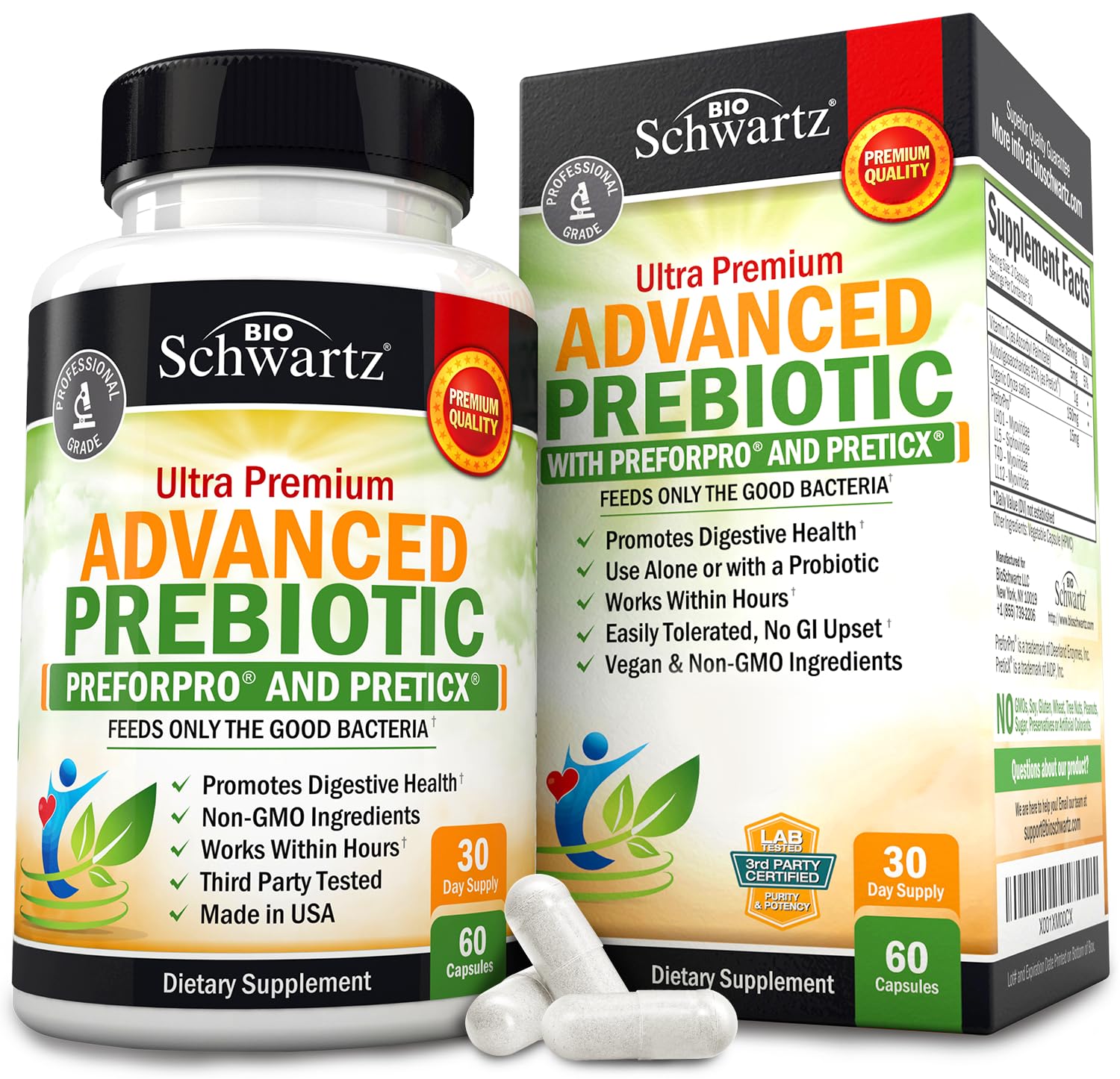 Prebiotics for Advanced Gut Health - Immune System Support & Dietary Fiber BioSchwartz uk supplements