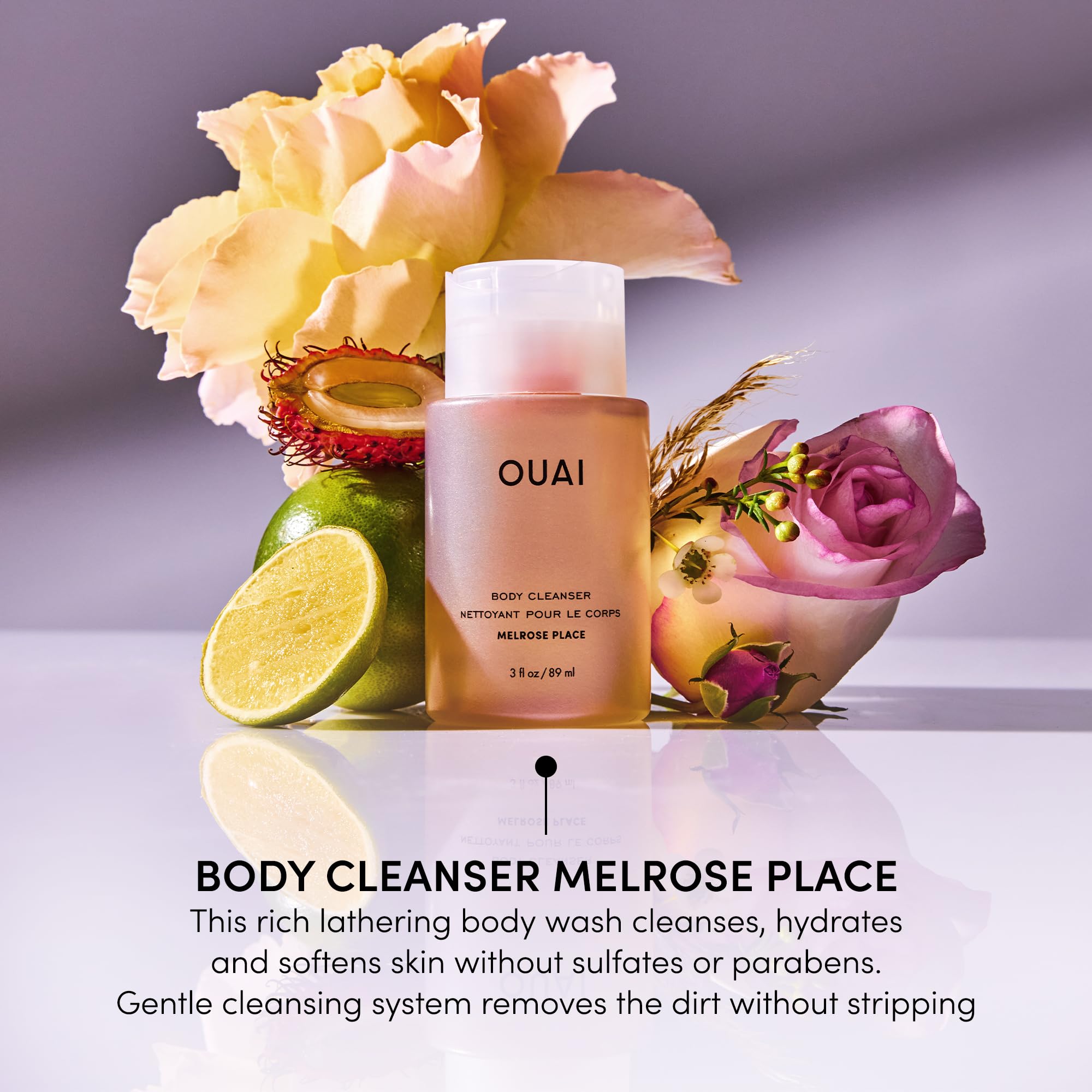 OUAI Body Cleanser Travel Size, Melrose Place - Foaming Body Wash with Jojoba Oil & Rosehip Oil to Hydrate, Balance & Soften Skin - Paraben, Phthalate, Sulfate Free Skin Care Products (3 Fl Oz) OUAI uk supplements