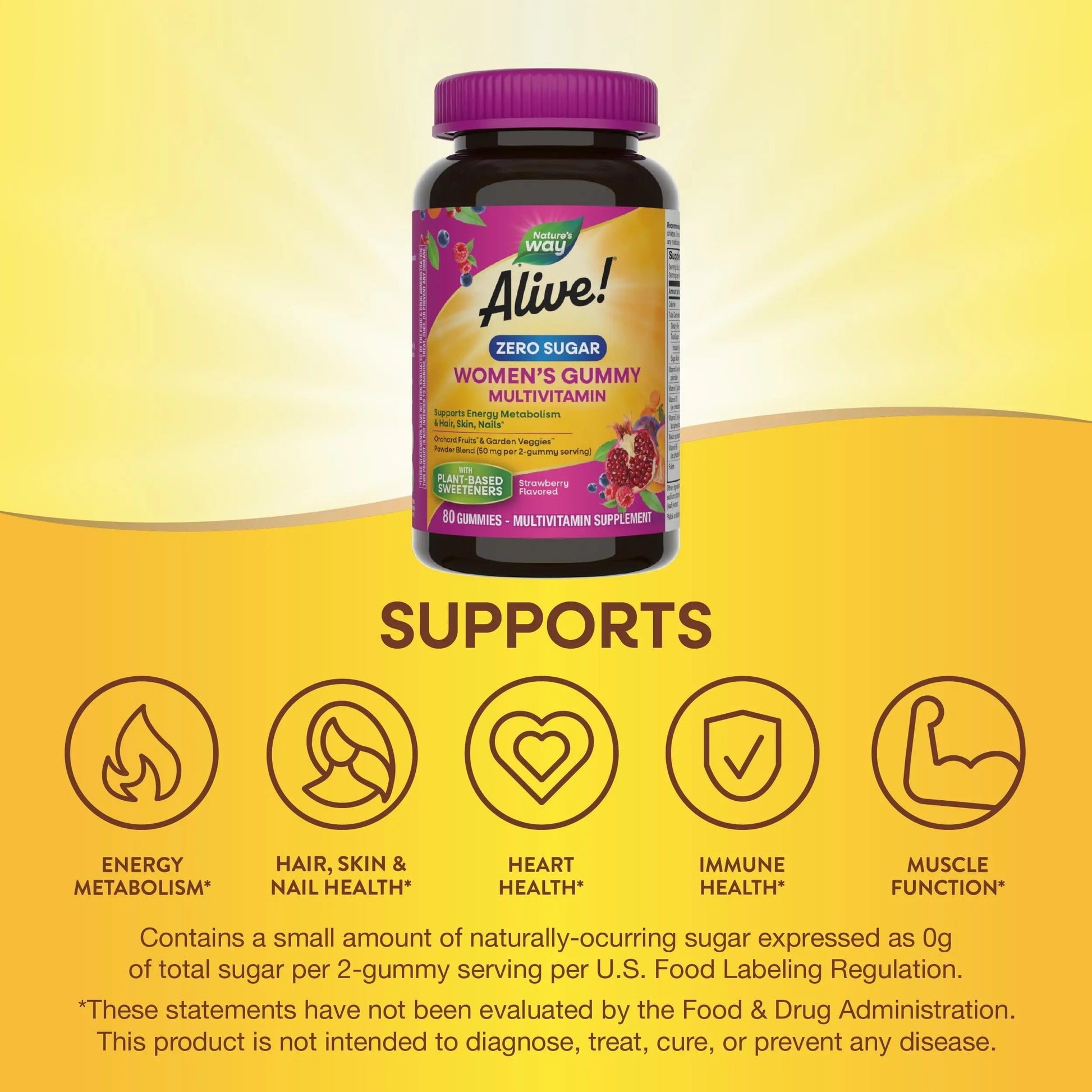 Nature’s Way Alive! Zero Sugar Women's Gummy Multivitamins, Energy Metabolism*, Hair, Skin, Nails*, B-Vitamins Nature's Way uk supplements