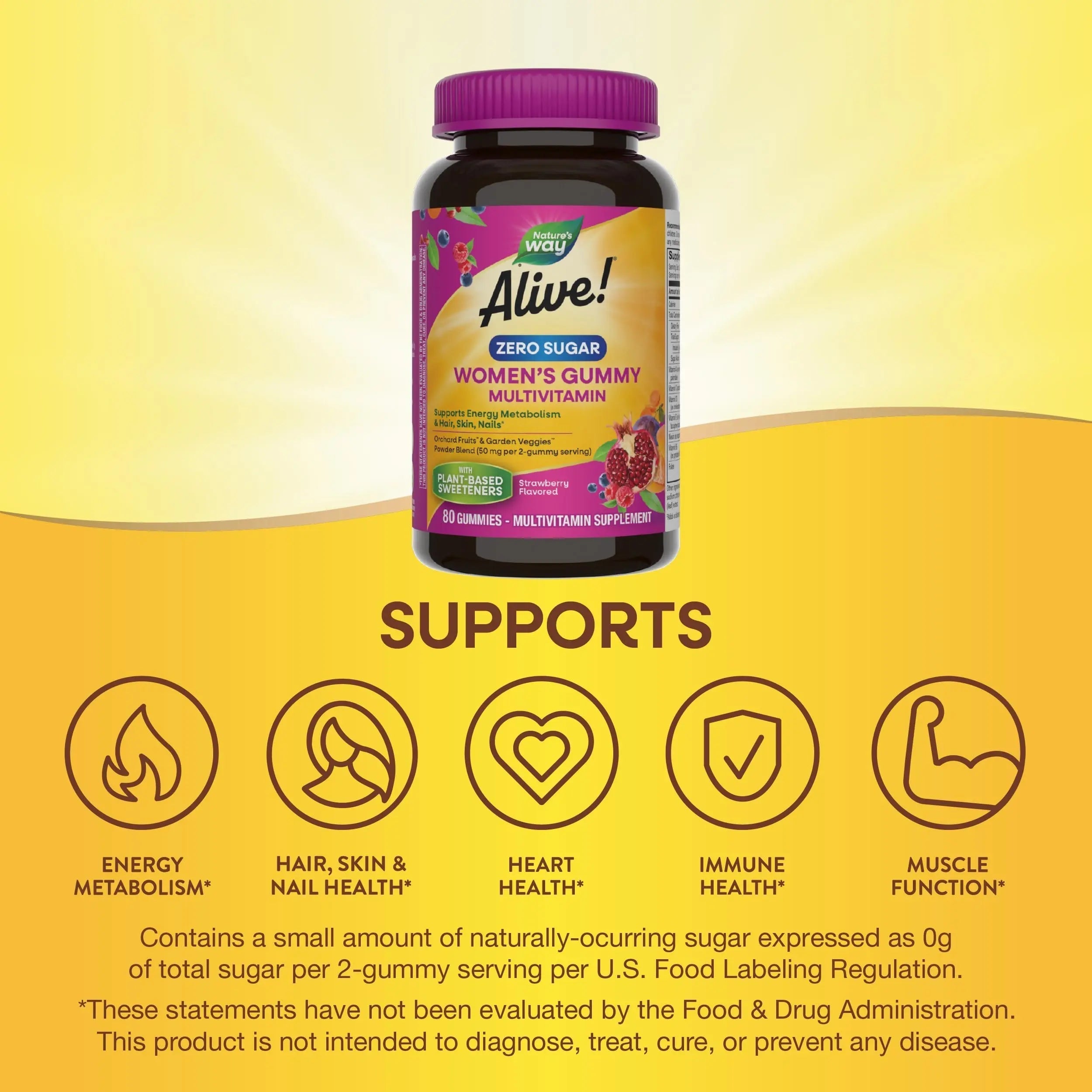 Nature’s Way Alive! Zero Sugar Women's Gummy Multivitamins, Energy Metabolism*, Hair, Skin, Nails*, B-Vitamins Nature's Way uk supplements