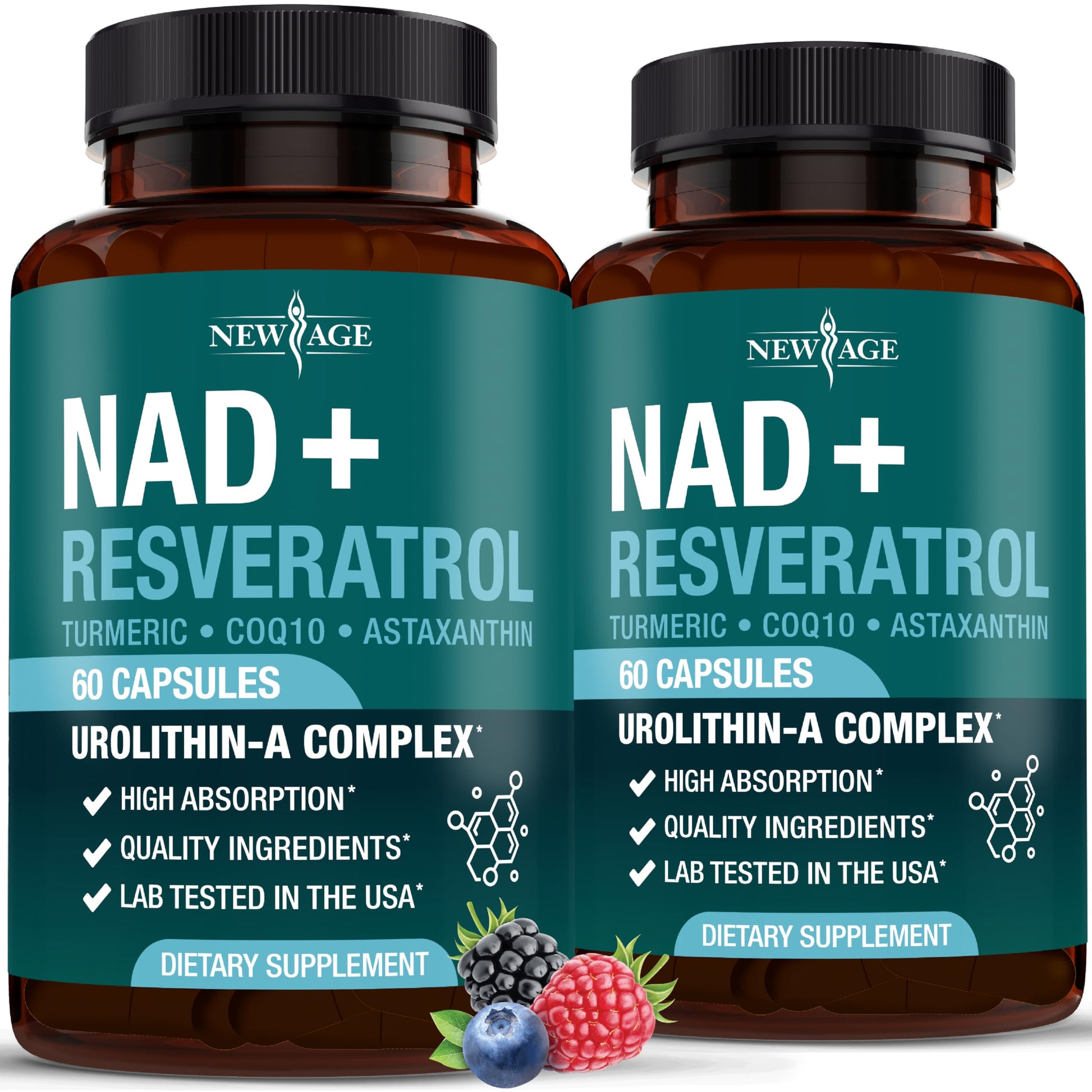 NEW AGE NAD+ Supplement Complex – NAD+ 300 mg with Astaxanthin, Urolithin A, Resveratrol, CoQ10 & Antioxidant Blend – Cellular Energy, Support or Women & Men – Vegan, Non-GMO- 120 Count NEW AGE uk supplements