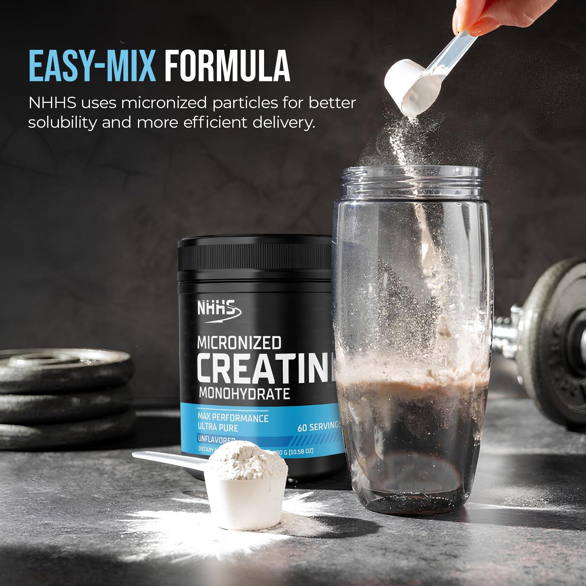 NHHS Micronized Creatine Monohydrate – Supports Strength & Muscle Performance | Ultra-Pure, Unflavored, 60 Servings, 300 Grams – Made in USA, Gluten-Free, Non-GMO NHHS uk supplements