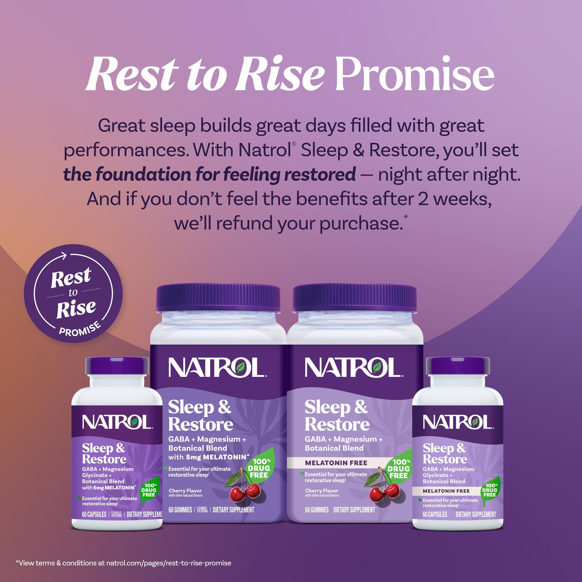 Natrol Sleep + Restore Magnesium Glycinate Blend Gummies with Melatonin 5mg - Calm Magnesium with GABA, Botanical Blend, Cherry Flavor, 60 Gummies Natrol uk supplements