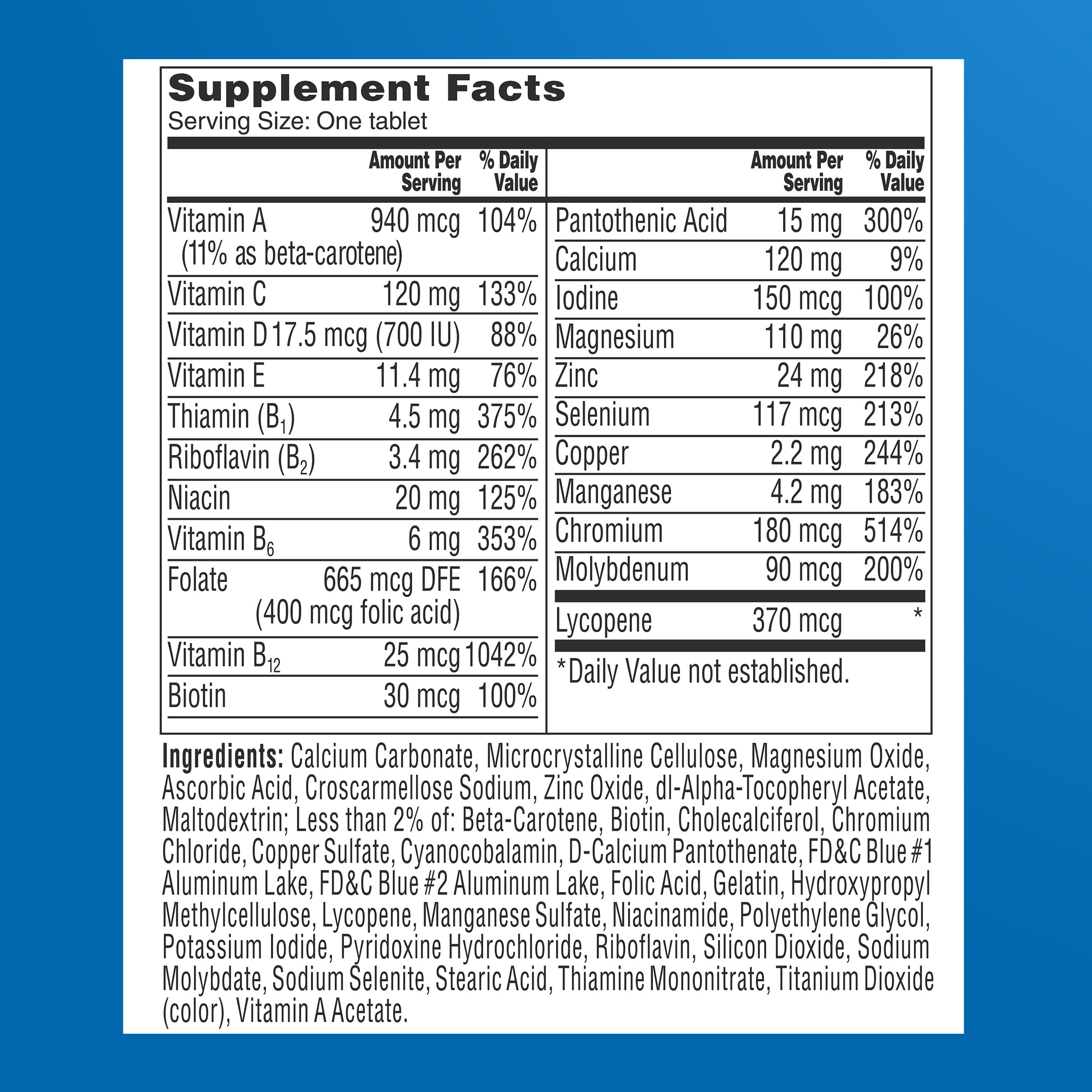 One A Day Men’s 50+ Healthy Advantage Multivitamin, Multivitamin for Men with Vitamins A, C, E, B6, B12, Calcium and Vitamin D ONE A DAY uk supplements