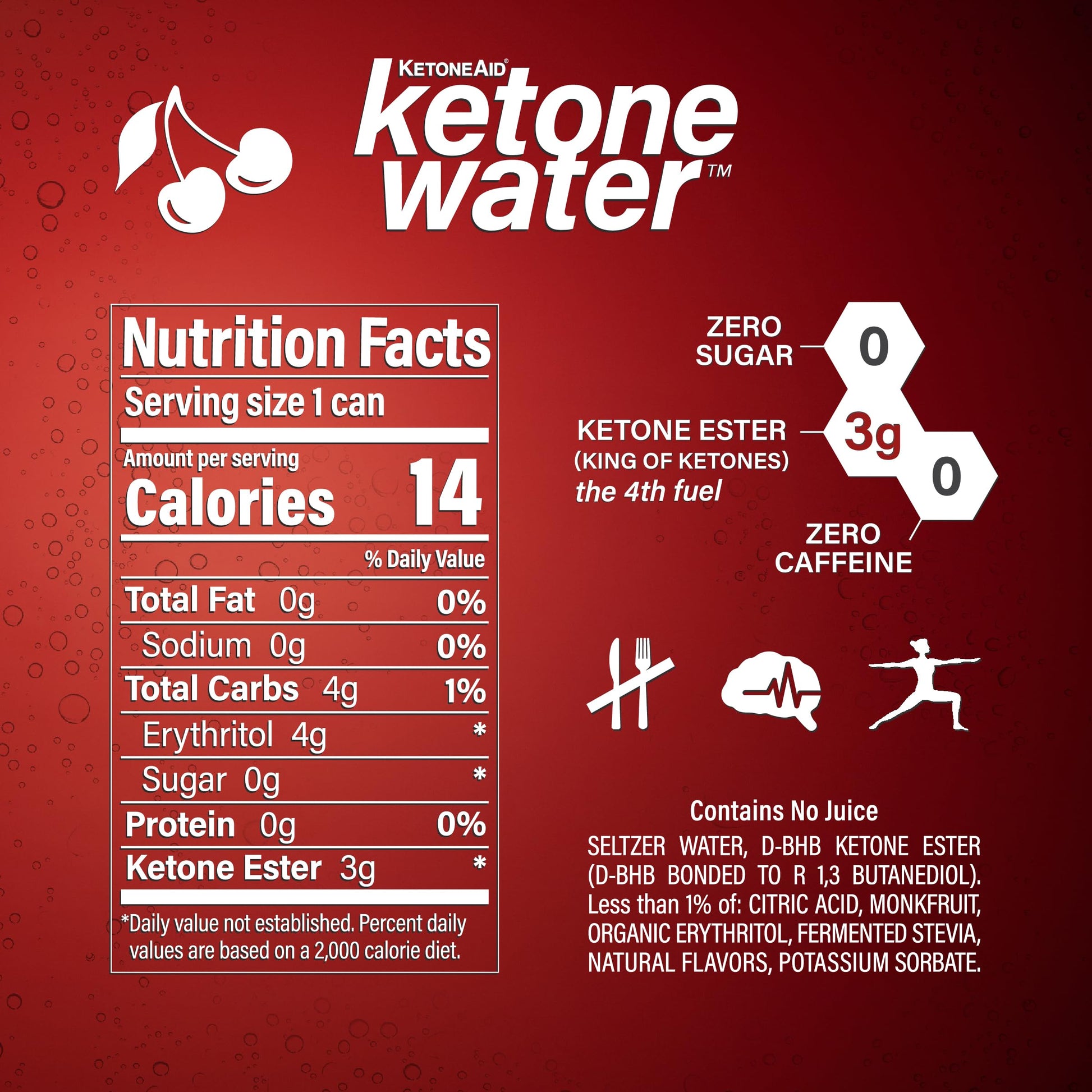 KetoneWater | Functional Sparkling Water w/Ketone Ester (3 Grams) | Black Cherry Flavor KetoneAid uk supplements
