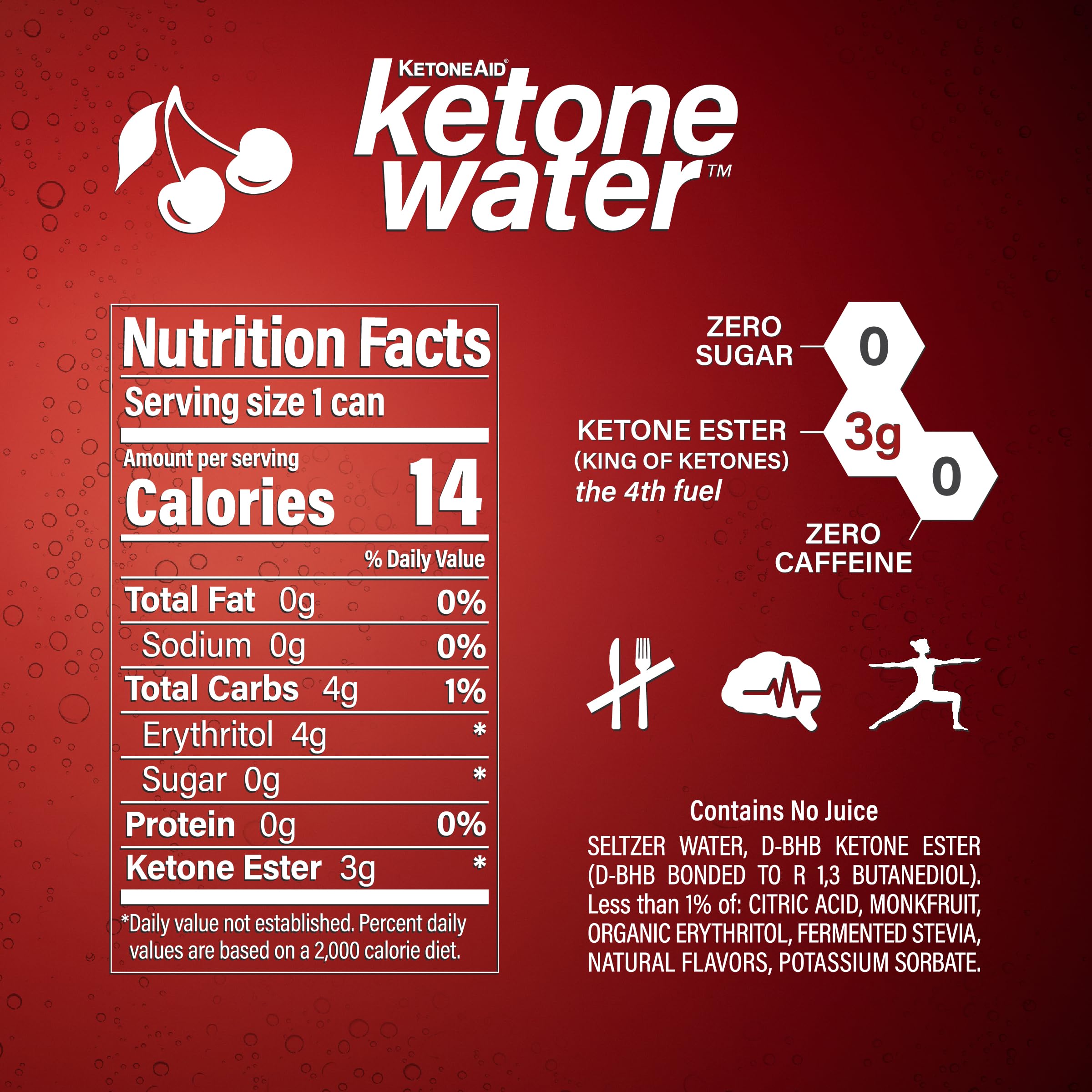 KetoneWater | Functional Sparkling Water w/Ketone Ester (3 Grams) | Black Cherry Flavor KetoneAid uk supplements