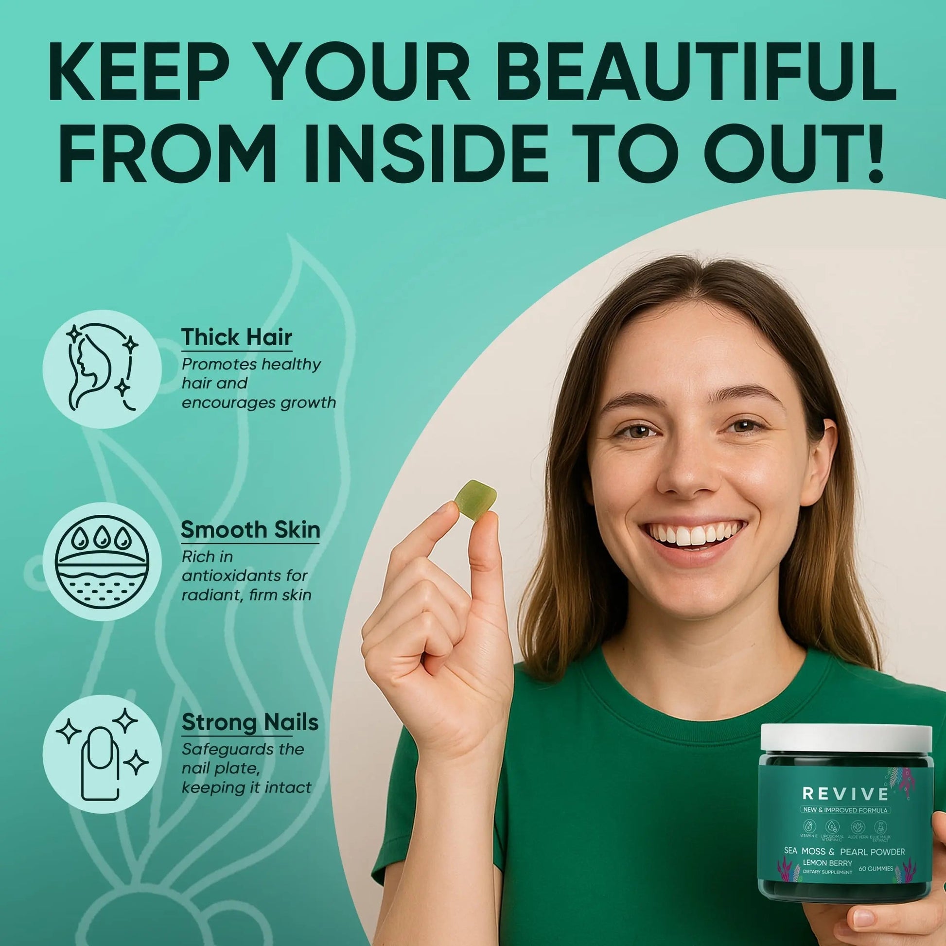Neonomicon Balmbare Revive Gummies for Hair Loss - Sea Moss Gummies with Vitamin C, Vitamin E, Aloe Vera, Pearl Powder Supports Faster Hair Growth Neonomicon uk supplements