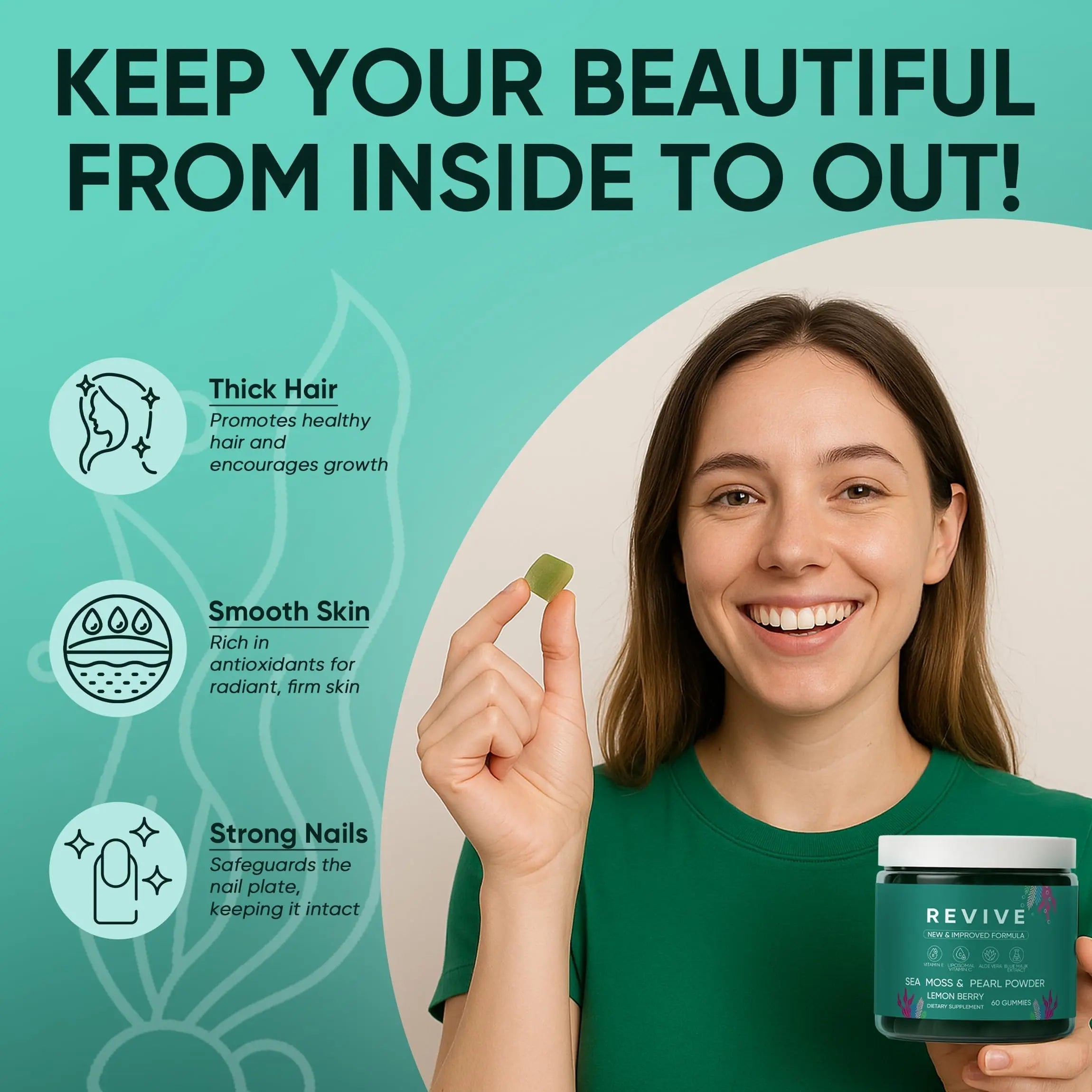Neonomicon Balmbare Revive Gummies for Hair Loss - Sea Moss Gummies with Vitamin C, Vitamin E, Aloe Vera, Pearl Powder Supports Faster Hair Growth Neonomicon uk supplements