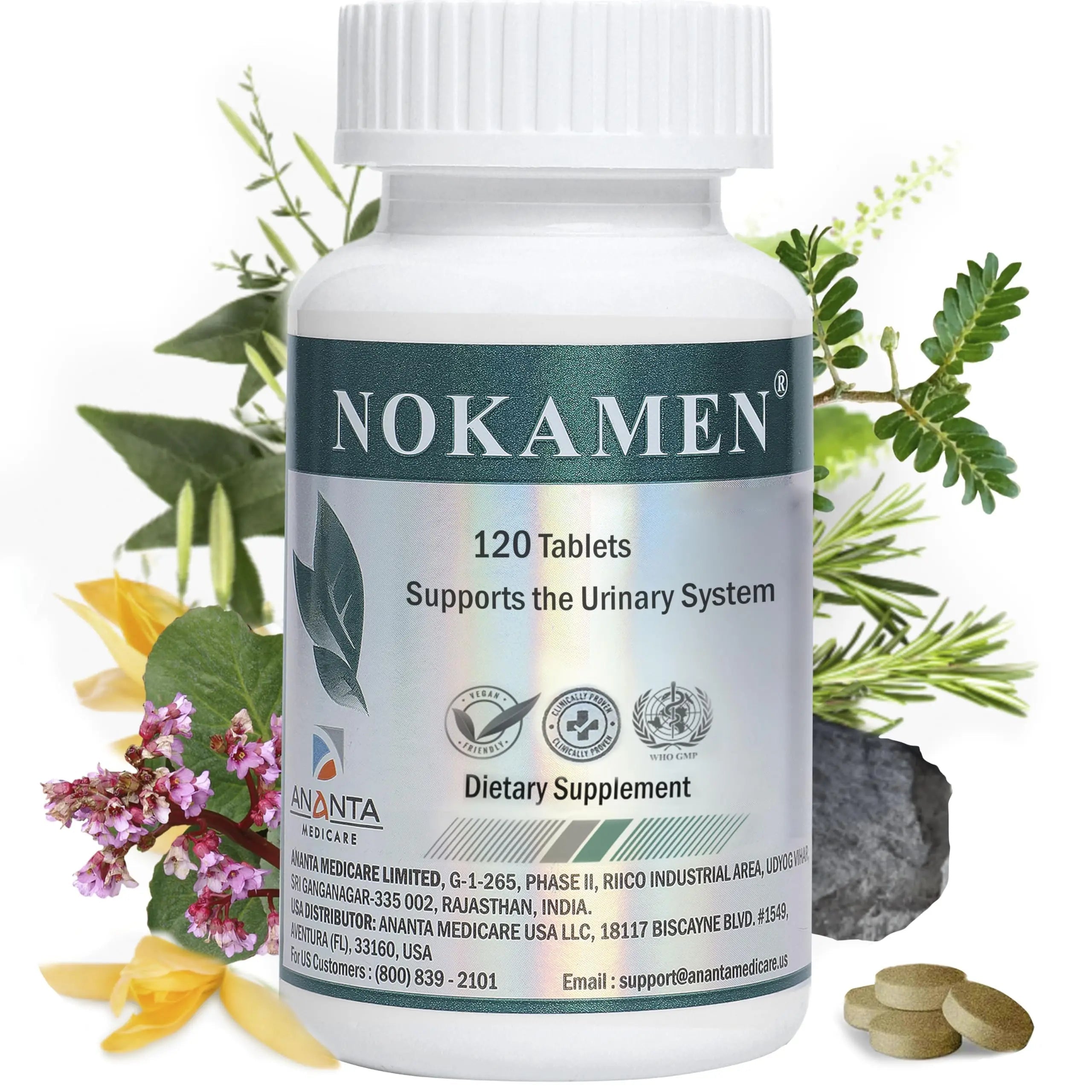 Ananta Medicare USA NOKAMEN – Kidney & Urinary Tract Support Herbal Formula, 120 Tabs Ananta Medicare USA uk supplements