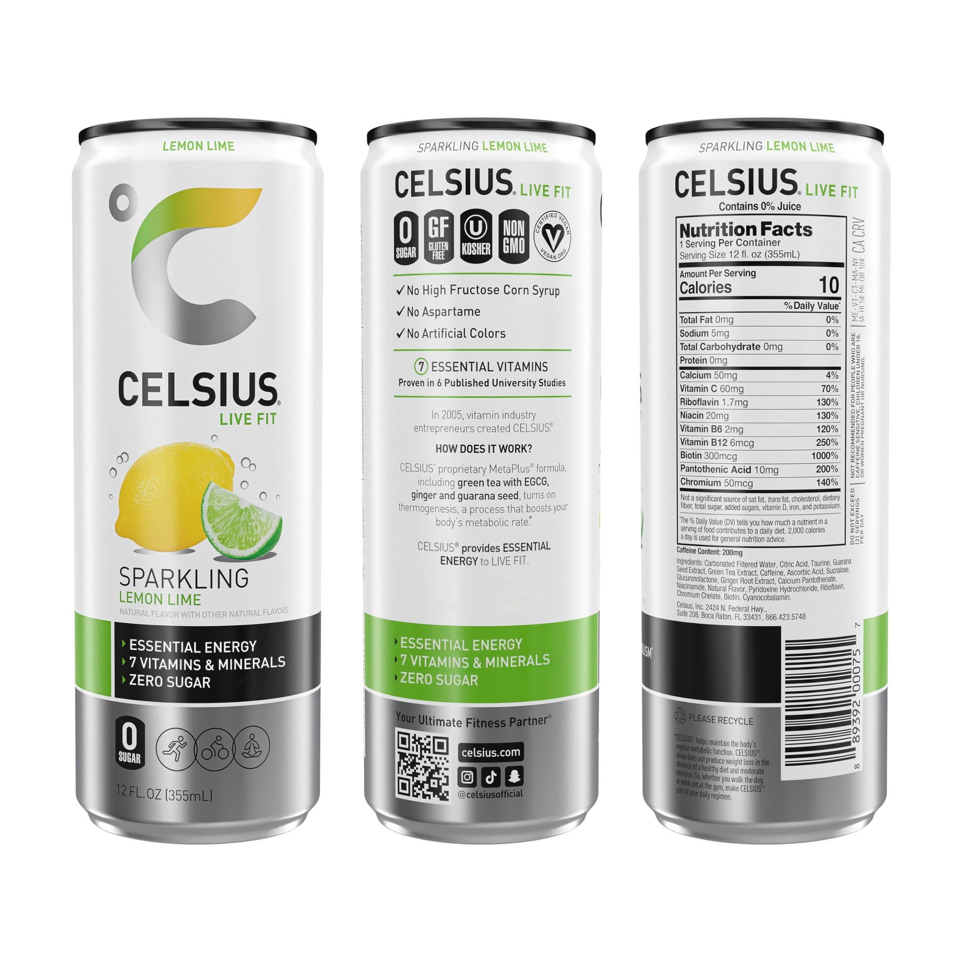 CELSIUS Sparkling Lemon Lime, Functional Essential Energy Drink, 12 Fl Oz (Pack of 12) CELSIUS uk supplements