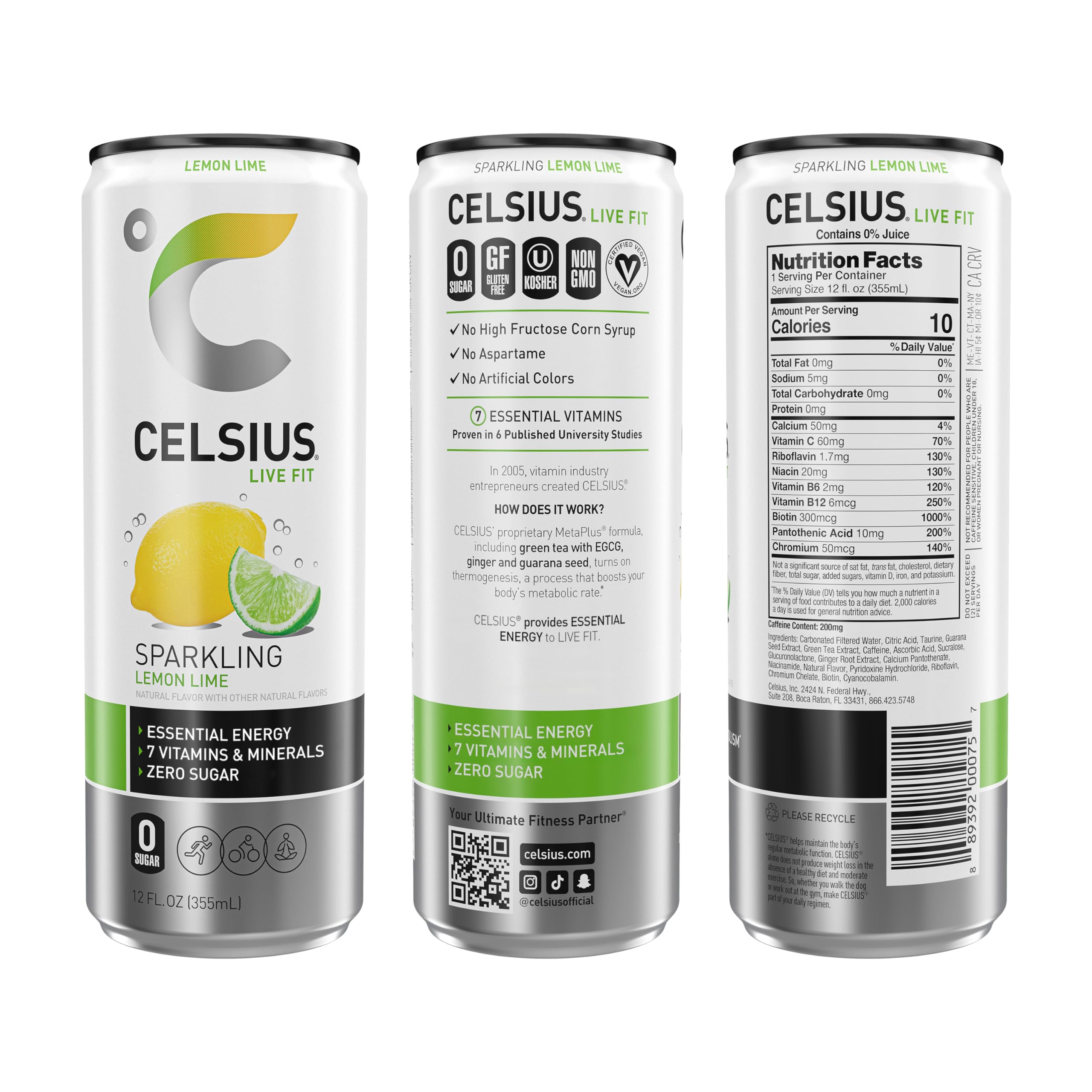 CELSIUS Sparkling Lemon Lime, Functional Essential Energy Drink, 12 Fl Oz (Pack of 12) CELSIUS uk supplements
