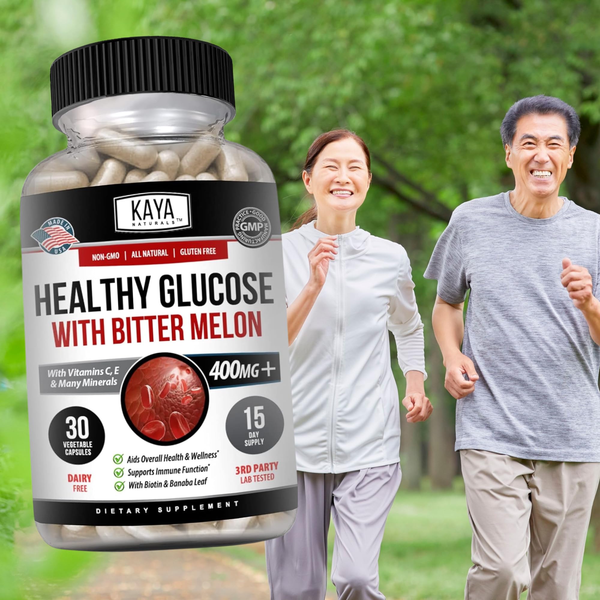 Kaya Naturals Healthy Gluco with Bittermelon Supplement | Support Healthy Levels and Function, 20 Herbs Vitamins and Minerals, Alpha Lipoic Acide, Cinnamon, Vitamin C & E, Non-GMO (30 Count) Kaya Naturals uk supplements