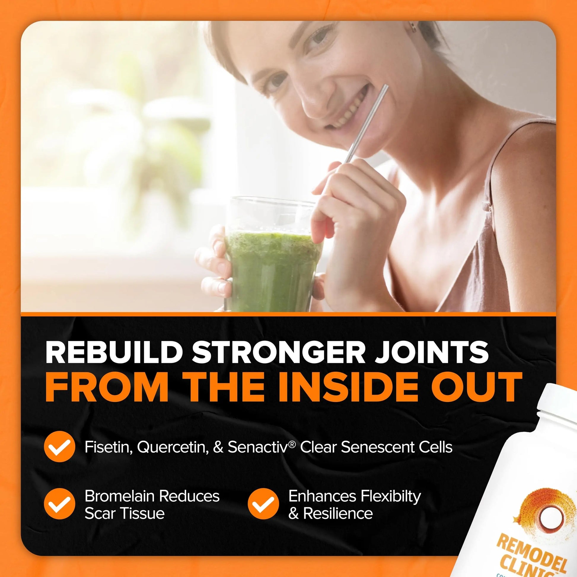 SaltWrap Remodel Clinic - Joint Remodeling Supplement for Senescent Cell Removal and Scar Tissue - Improve Mobility, Reduce Connective Tissue Stiffness - Fisetin, Quercetin, Bromelain - 60 Capsules SaltWrap uk supplements