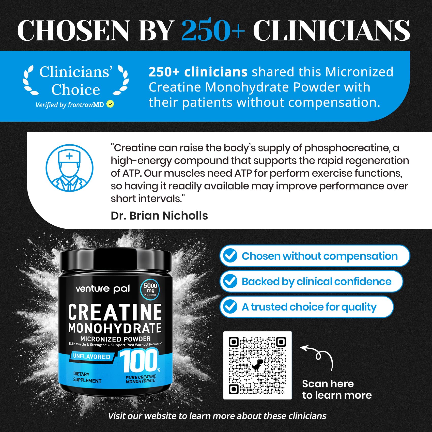 Venture Pal 100% Pure Micronized Creatine Monohydrate Powder, Unflavored Creatine for Women & Men, Vegan, Keto, Gluten Free, 5 g (5000mg) per Serving, Creatina Monohidratada en Polvo Venture Pal uk supplements