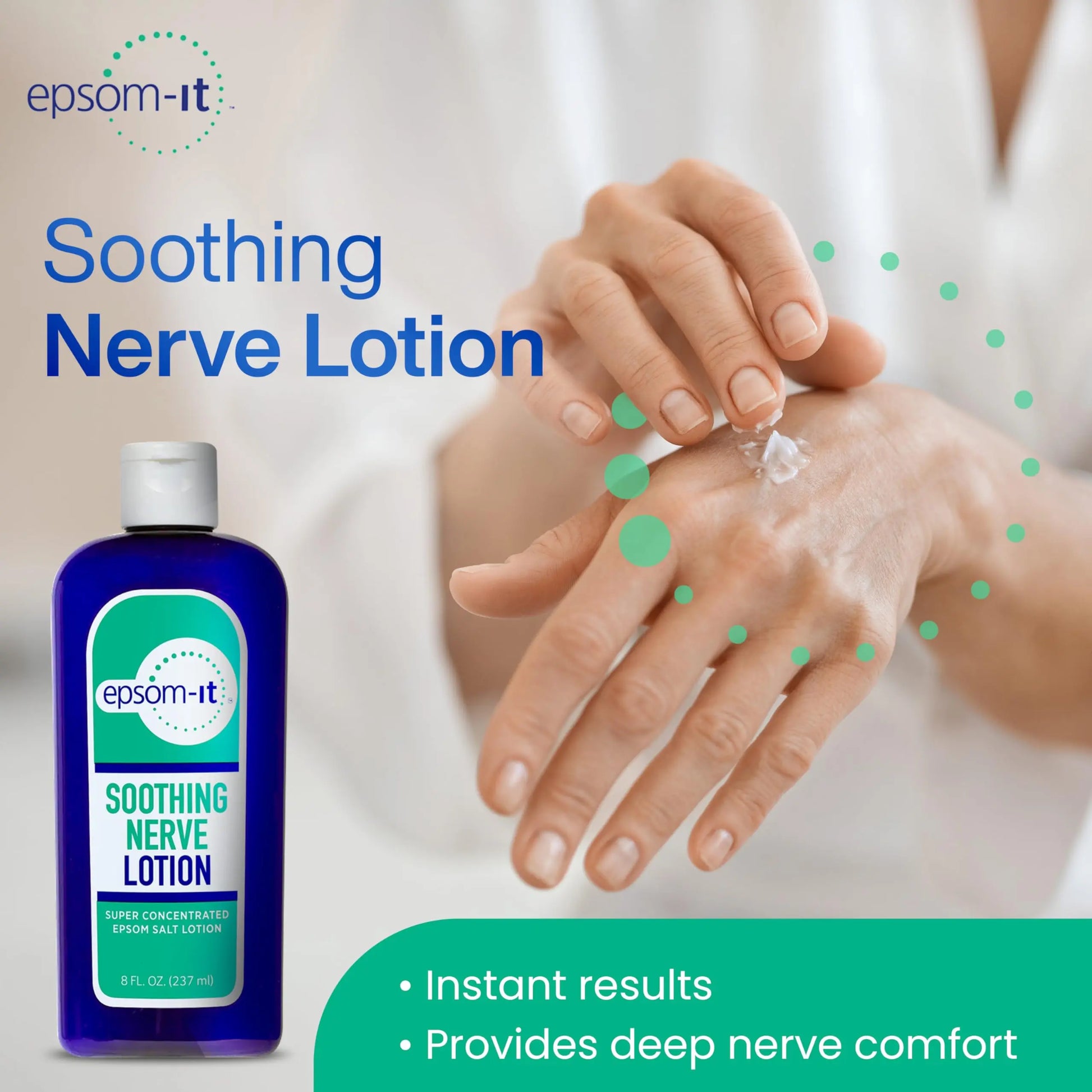 Epsom-It Soothing Nerve Lotion - Epsom Salt Magnesium Lotion, Topical Magnesium Cream with Capsaicin & Arnica to Provide Comfort for Legs, Knee and Feet, 8.0 oz., 2-Pack EPSOM-IT uk supplements