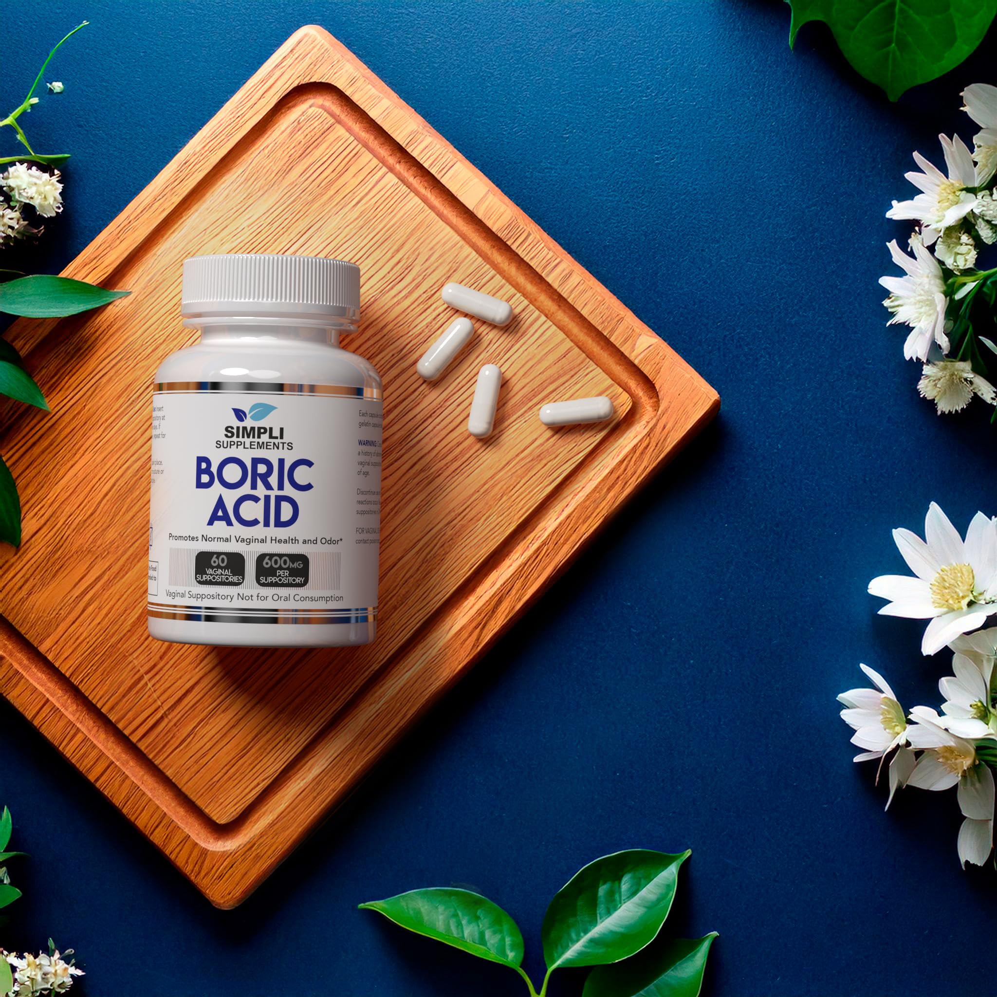 Simpli Supplements Boric Acid Suppositories for Women 600mg – 60 Count | Vaginal pH Balance Support | Feminine Care | Helps Maintain Freshness & Odor Control Simpli Supplements uk supplements