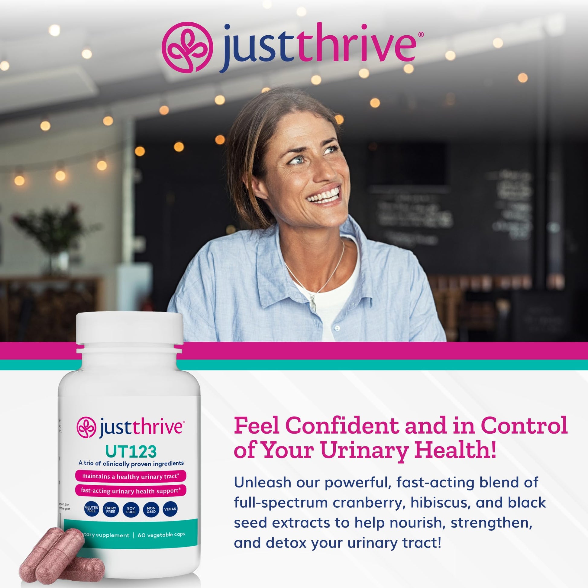 Just Thrive UT123 - Supports Urinary Tract Health for Women - Made with Cranberry, 60 Capsules Just Thrive uk supplements