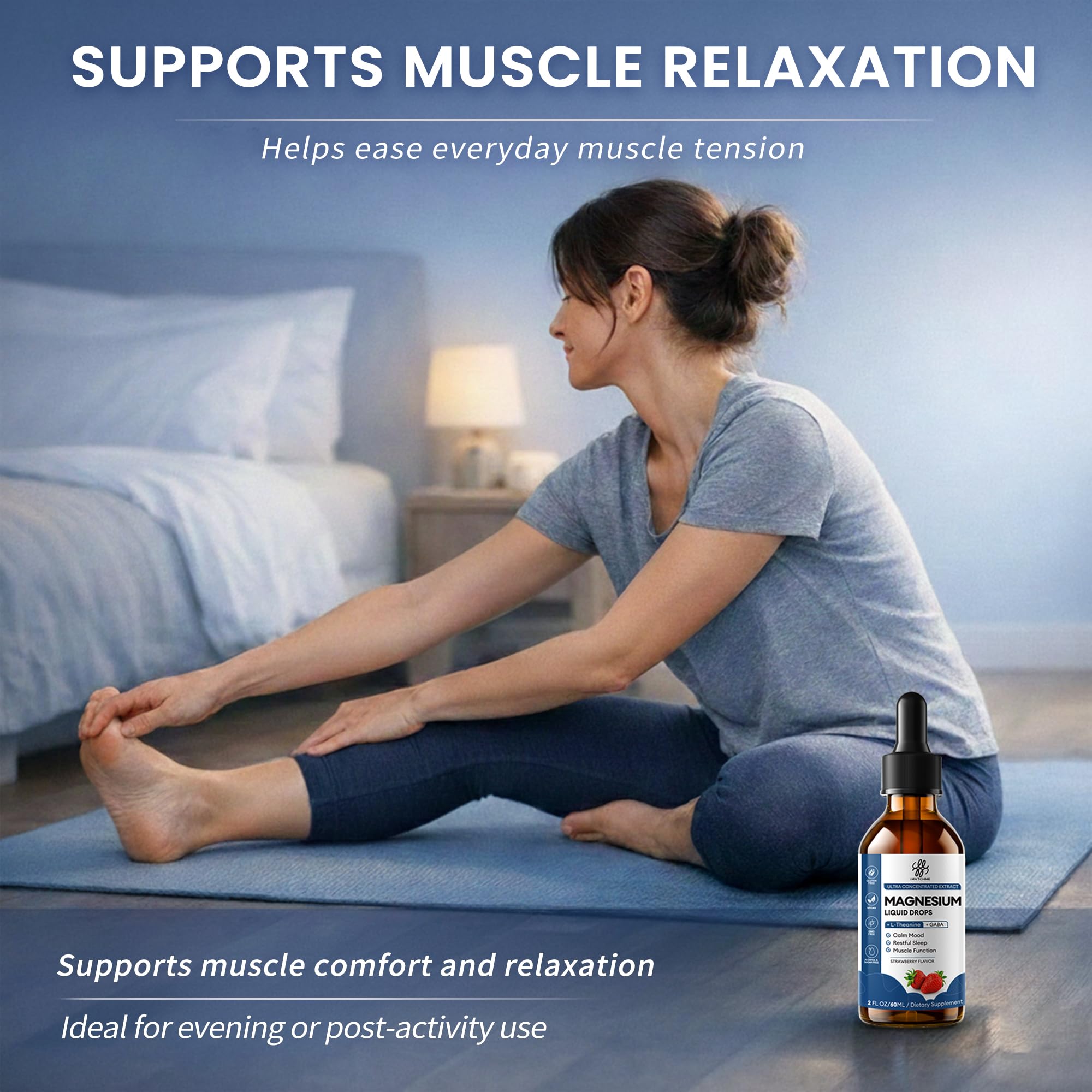 Liquid Magnesium Glycinate Drops for Nighttime Sleep & Calm Support, Triple Chelated Magnesium Complex with L-Theanine & GABA, Pre-Dissolved Liquid for Gentle Absorption, Strawberry Flavor, 2 Fl Oz iMATCHME uk supplements