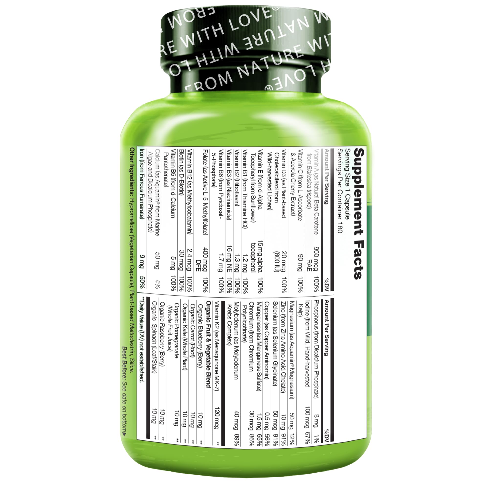 NATURELO One Daily Multivitamin for Women - Energy Support - Whole Food Supplement NATURELO uk supplements