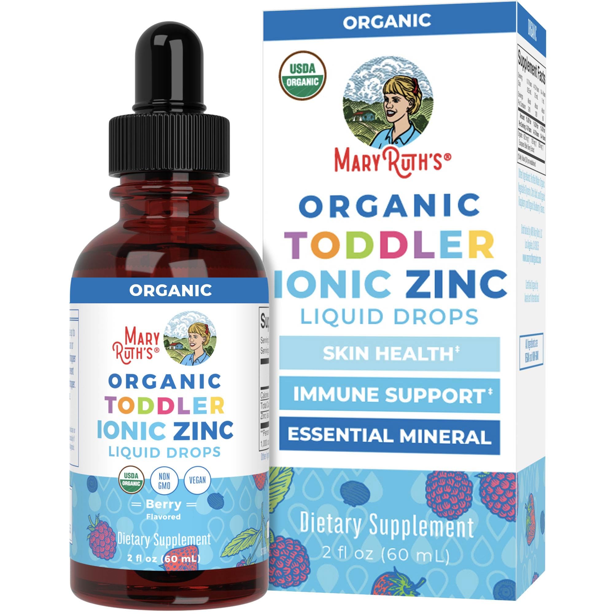 MaryRuth Organics USDA Toddler Liquid Drops | Zinc Sulfate | Immune Support Supplement| Skin Health | Vegan | Formulated for Ages 1-3 | Delicious Berry Flavor | 1 Month Supply | 2 Fl Oz MARYRUTH'S uk supplements