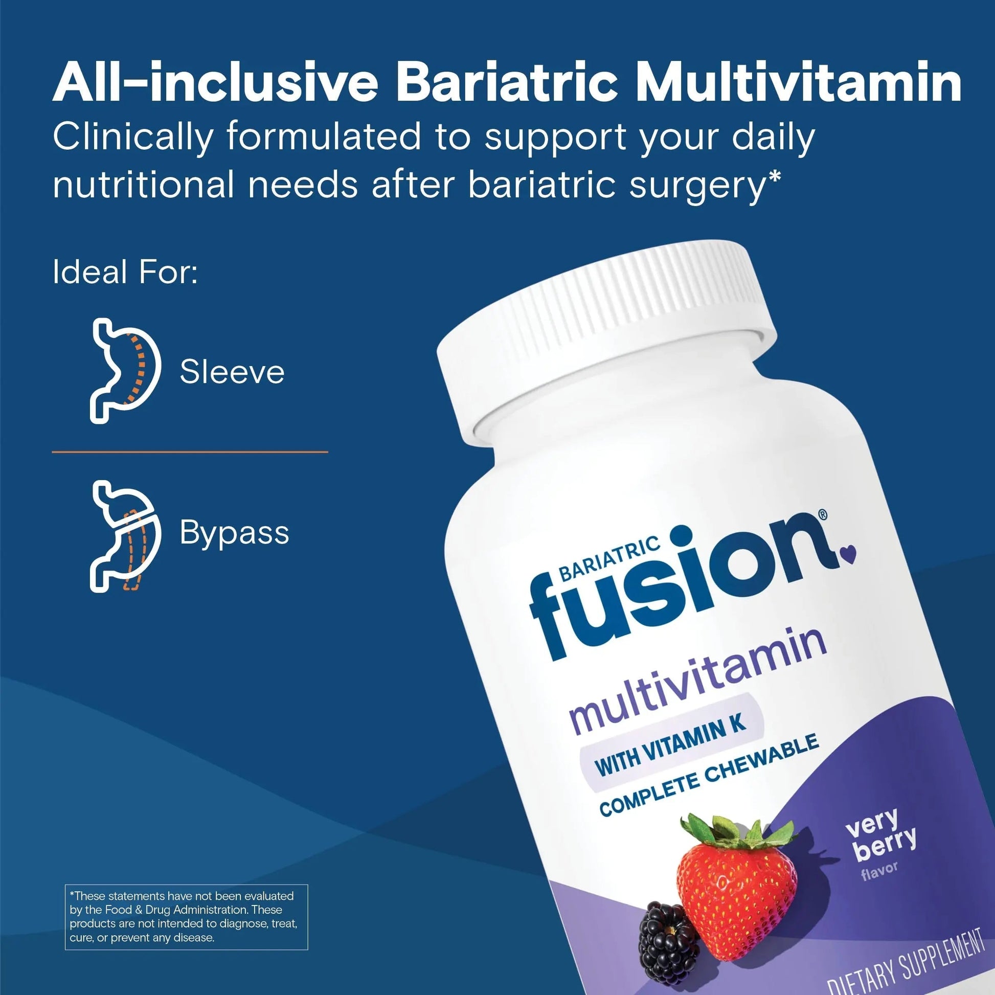 Bariatric Fusion Very Berry Complete Chewable Bariatric Multivitamin with Iron and Vitamin K for Bariatric Surgery Patients Including Bariatric Fusion uk supplements